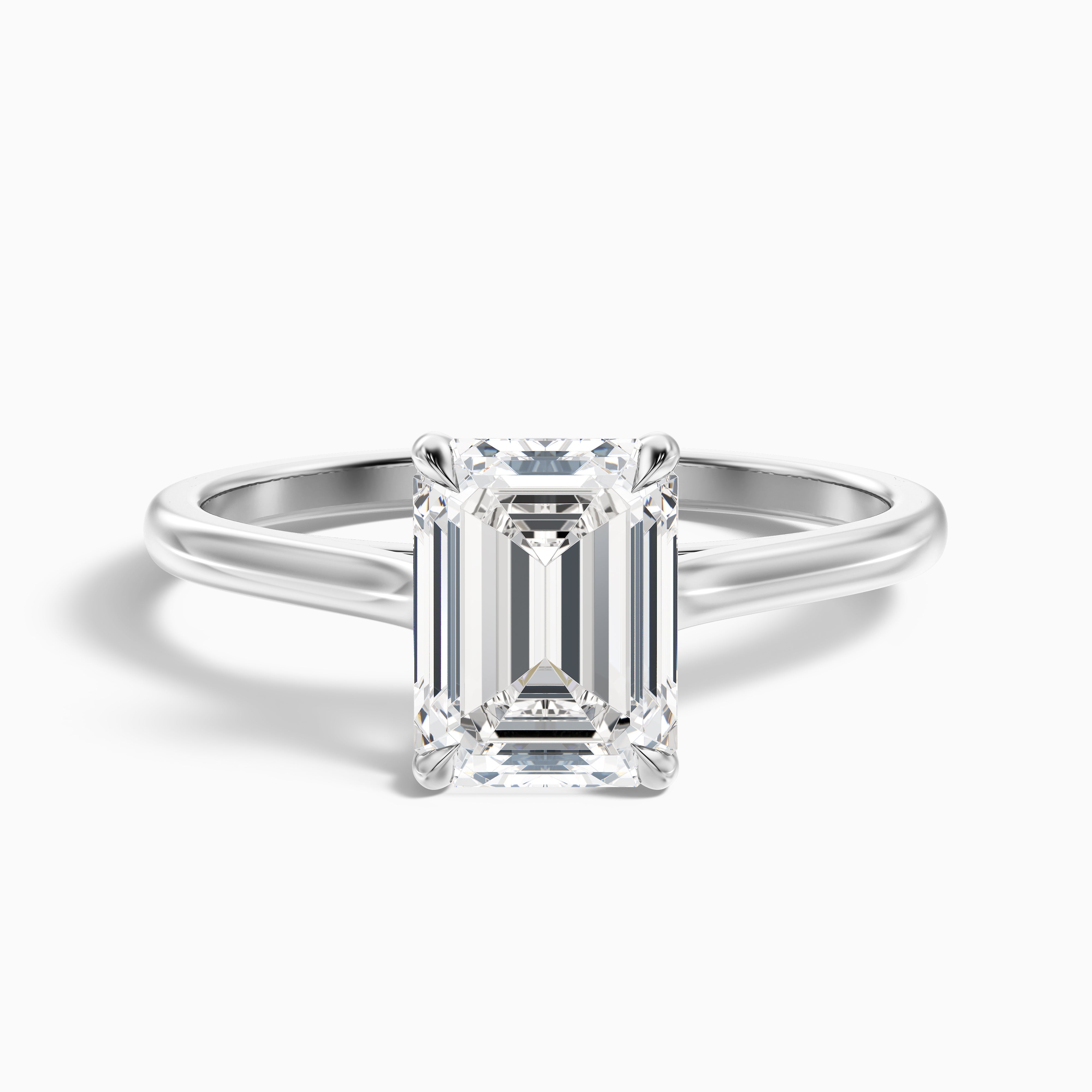 Lea 4.5 Carat Emerald Cut Solitaire Moissanite Diamond Ring in 14k Rose Gold