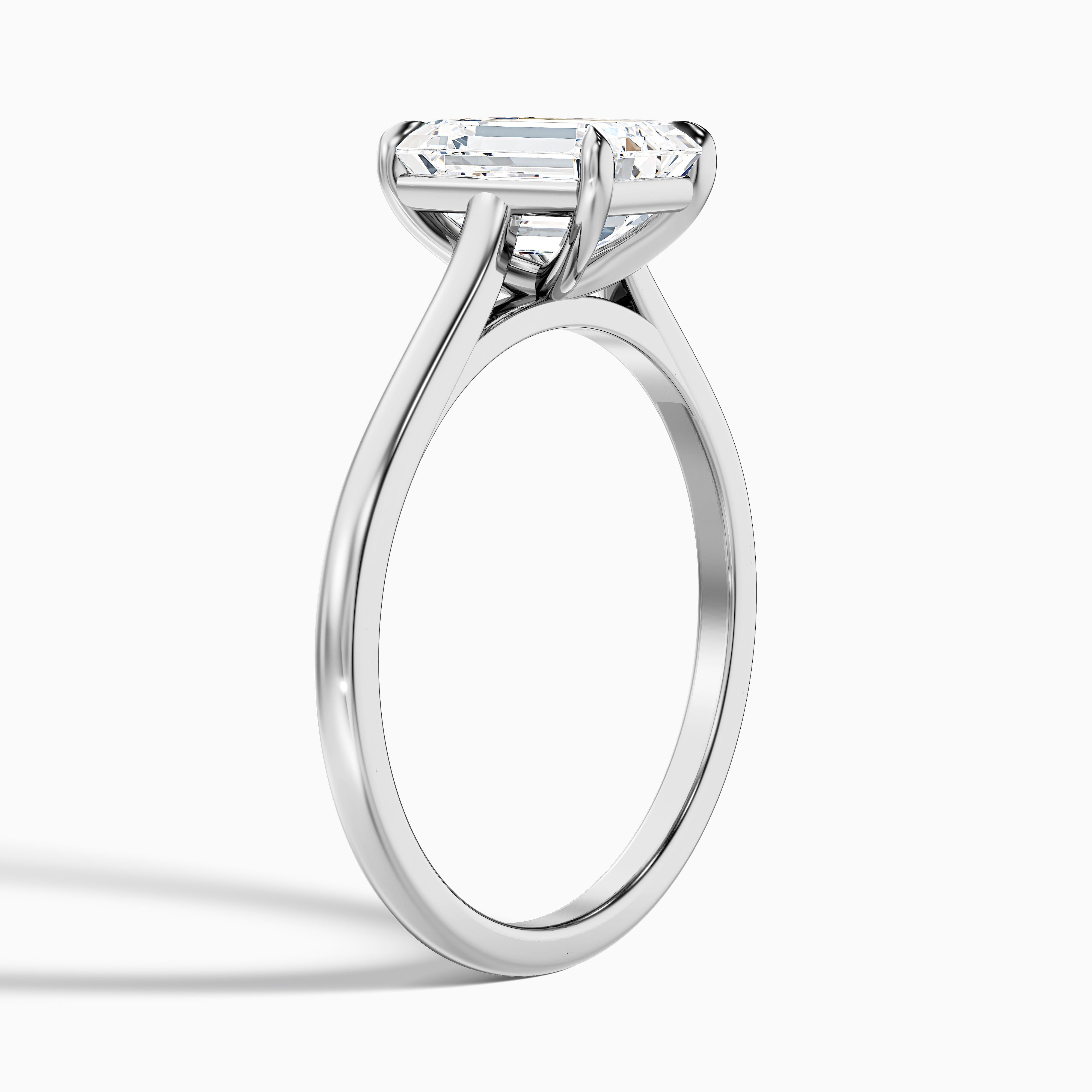 Mary 2 Carat Emerald Cut Solitaire Lab Grown Engagement Ring in 14k Rose Gold