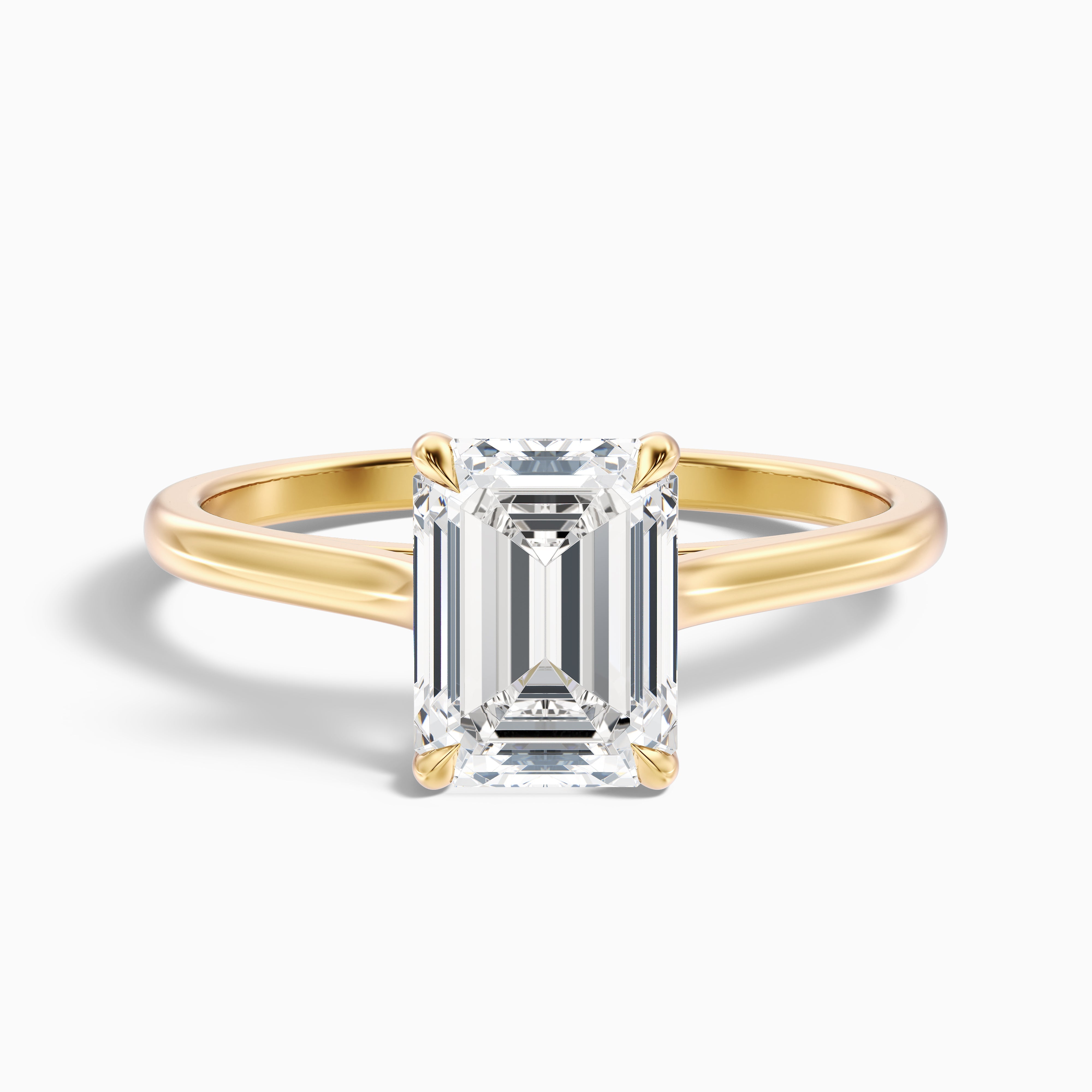 Lea 4 Carat Emerald Cut Solitaire Moissanite Diamond Ring in 10k Rose Gold