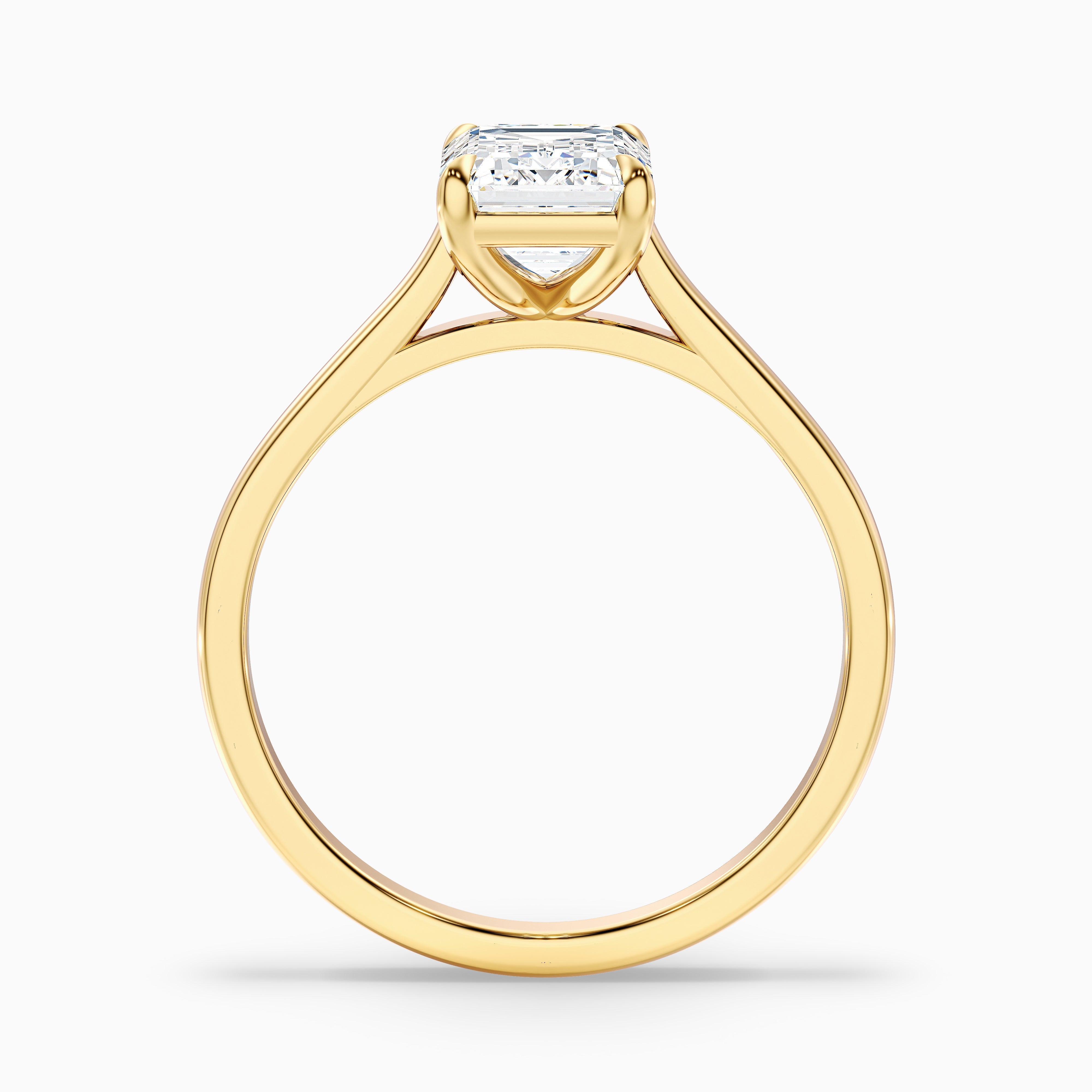 Mary 3 Carat Emerald Cut Solitaire Lab Grown Engagement Ring in 18k Rose Gold