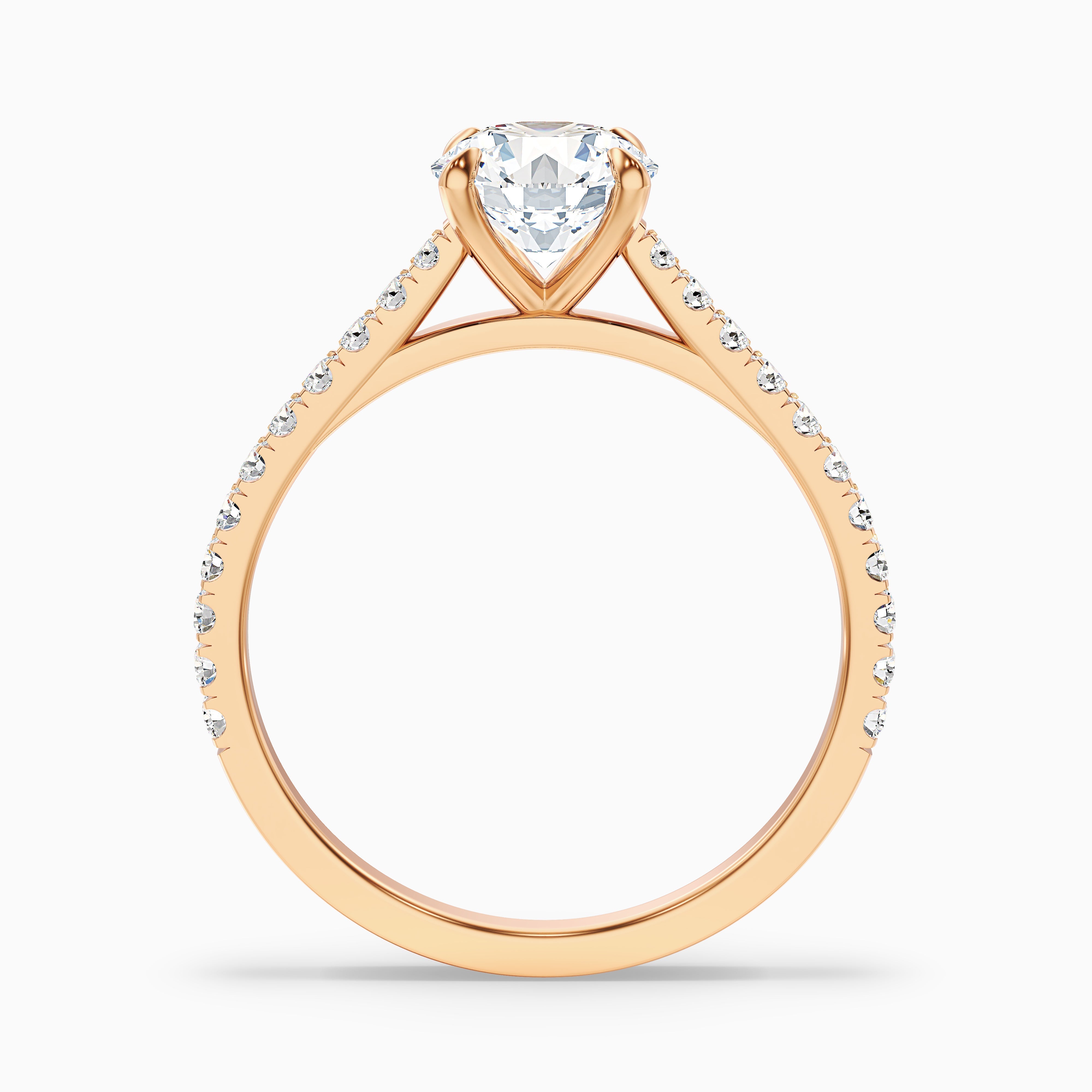 Sarah 1.5 Carat Round Side Stone Pave Moissanite Diamond Ring in Platinum