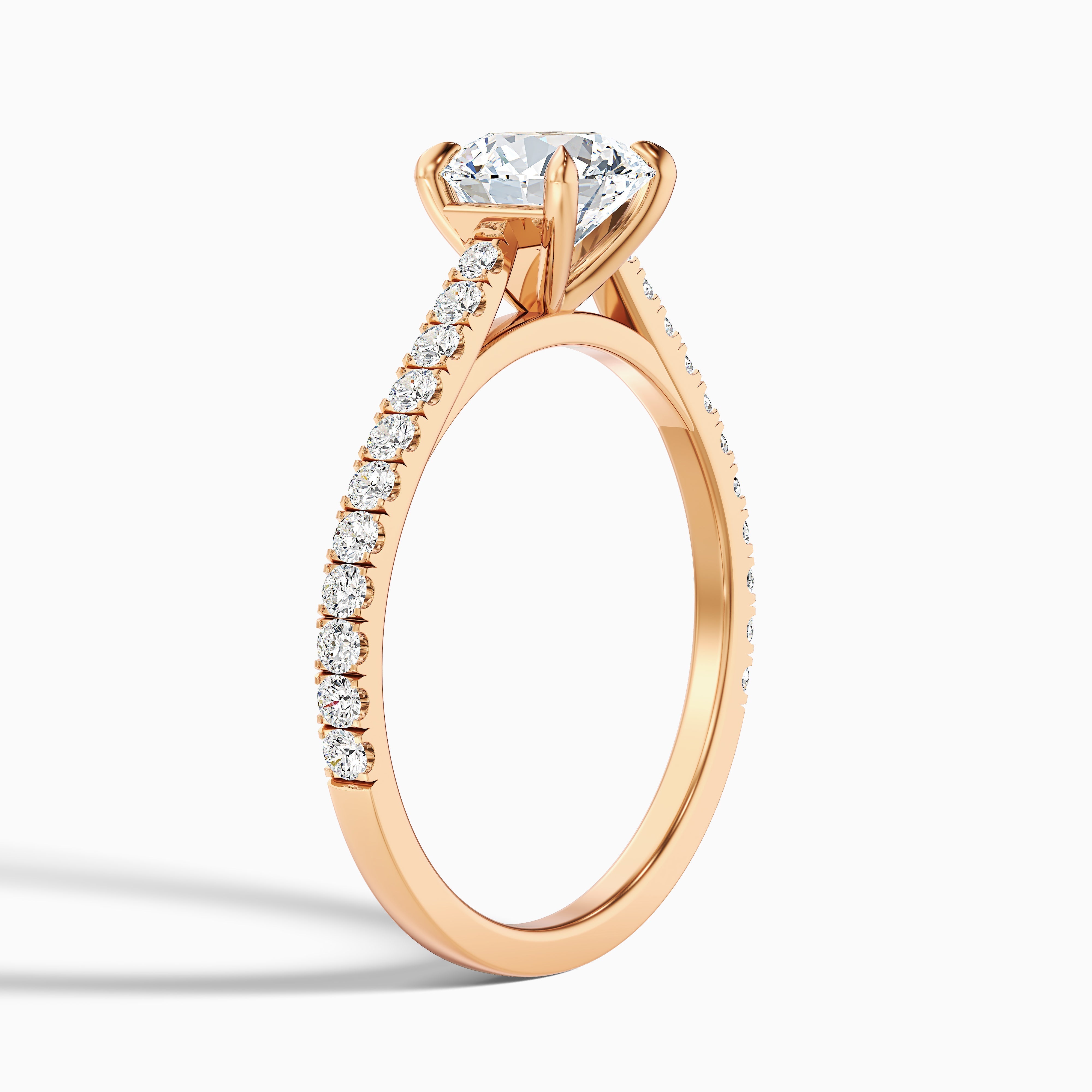 Sarah 4.5 Carat Round Side Stone Pave Moissanite Diamond Ring in 18k White Gold