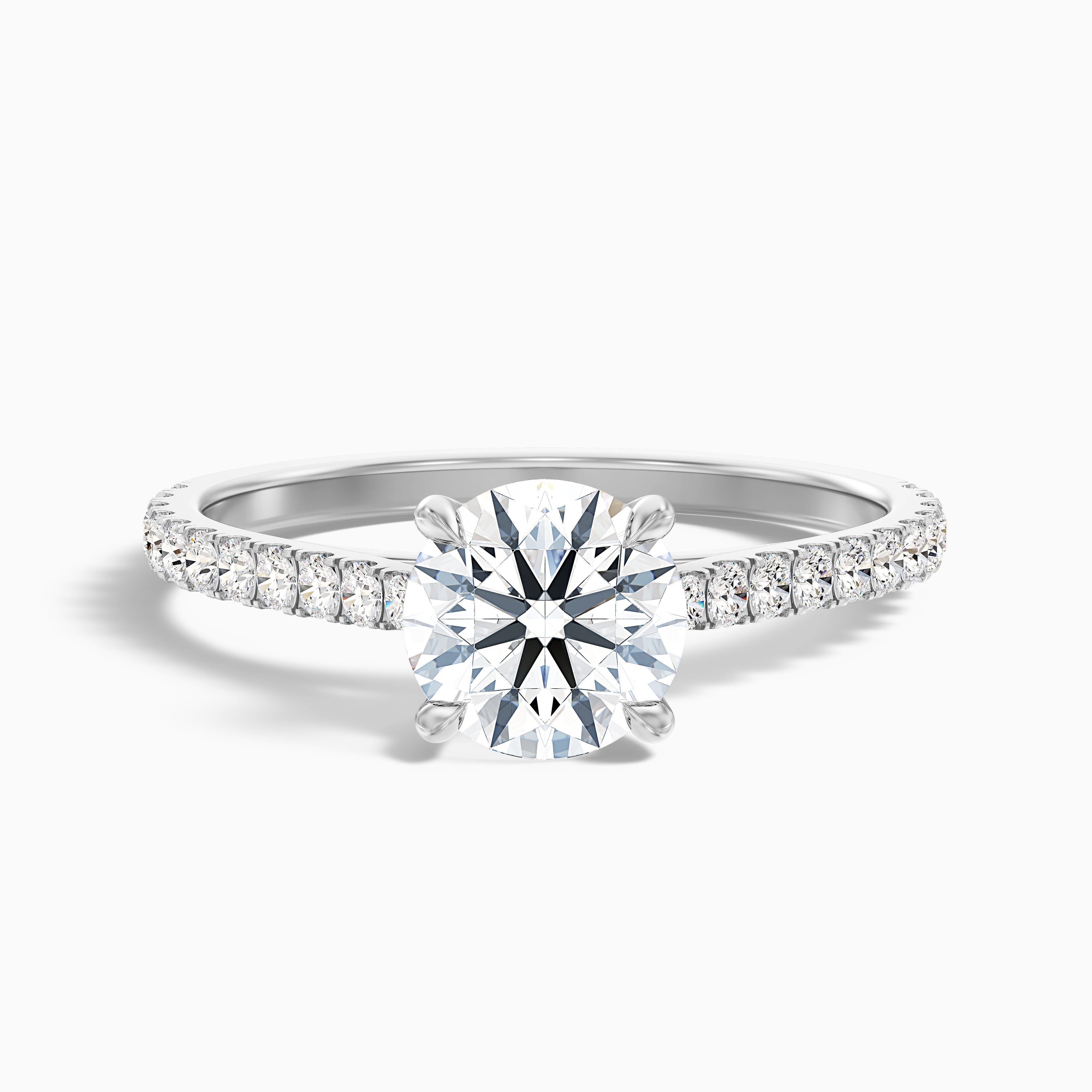 Zola 2 Carat Round Side Stone Pave Lab Grown Engagement Ring in 18k White Gold