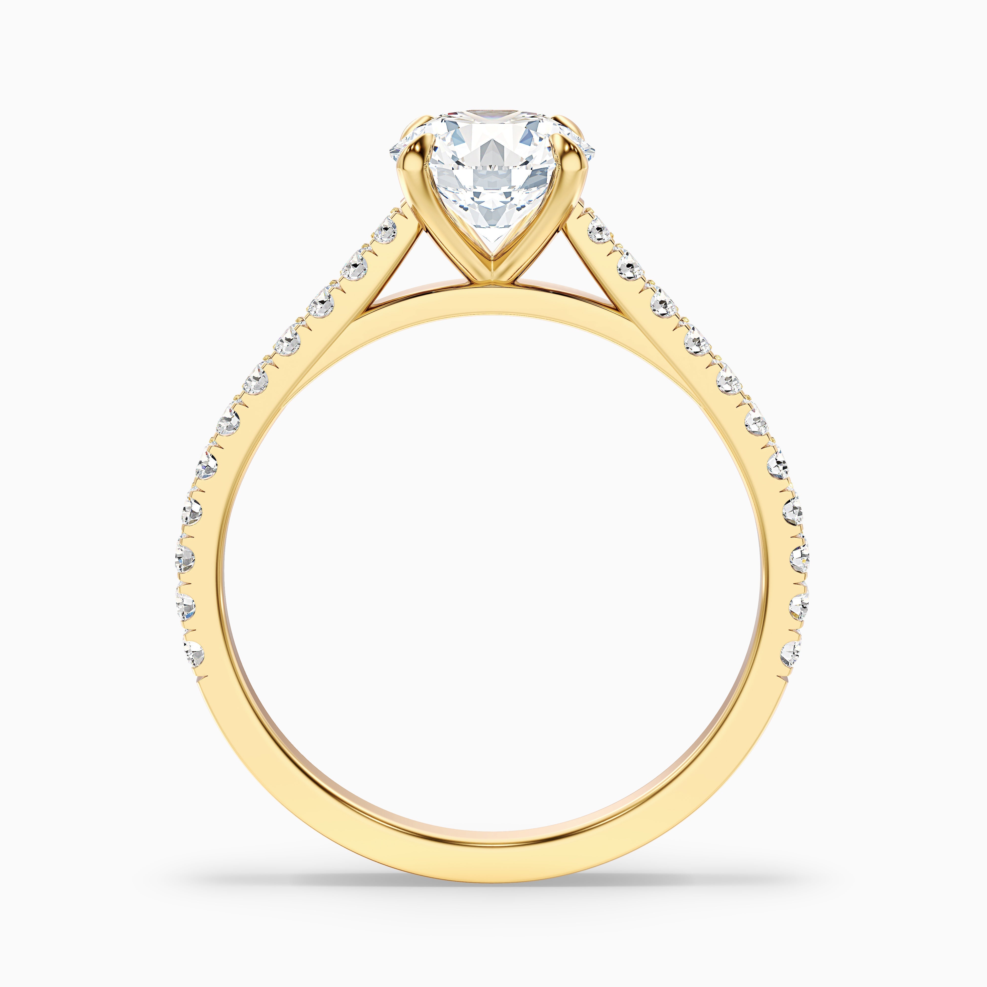 Zola 4 Carat Round Side Stone Pave Lab Grown Engagement Ring in 14k White Gold