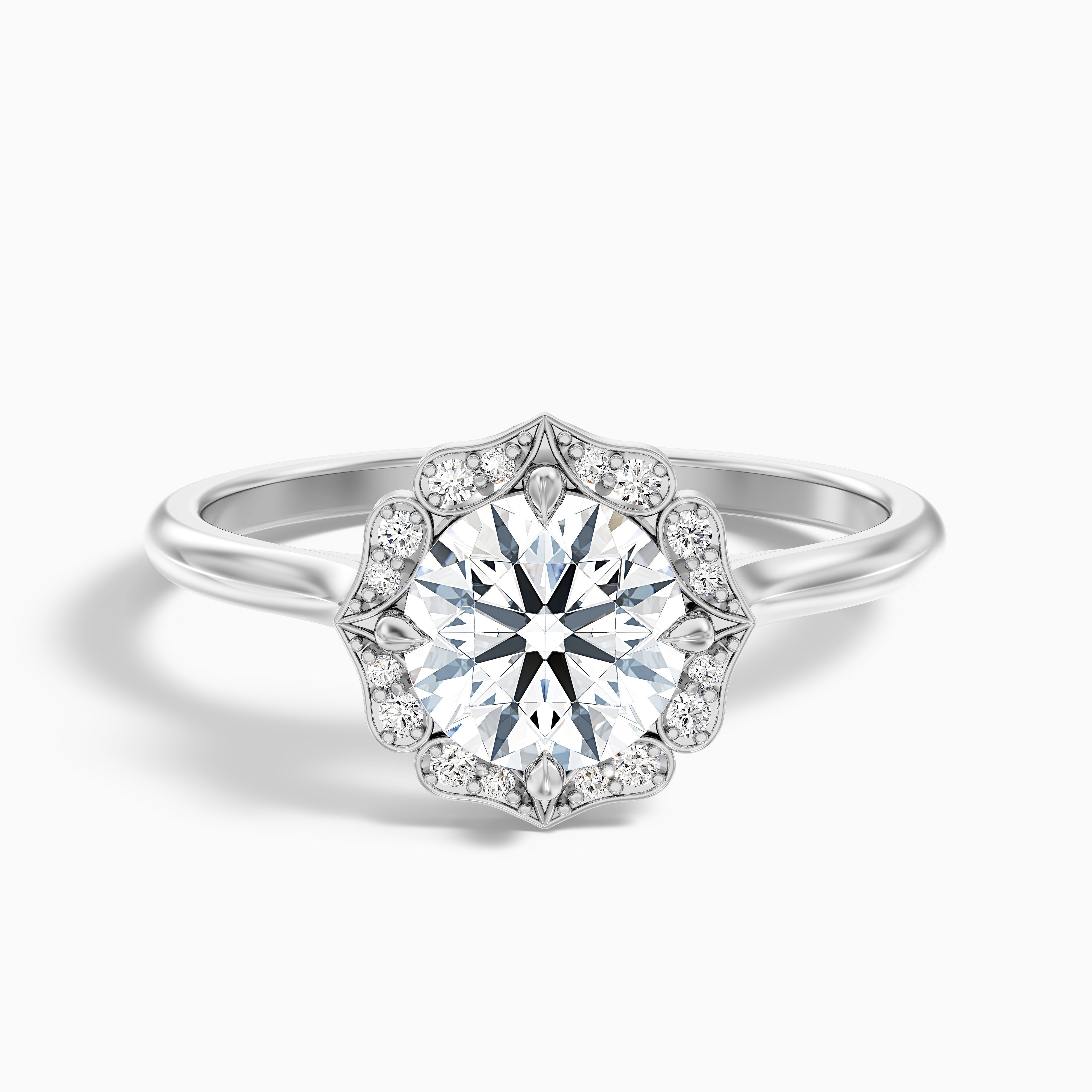 Ruby 4.5 Carat Round Halo Moissanite Diamond Ring in 18k Yellow Gold