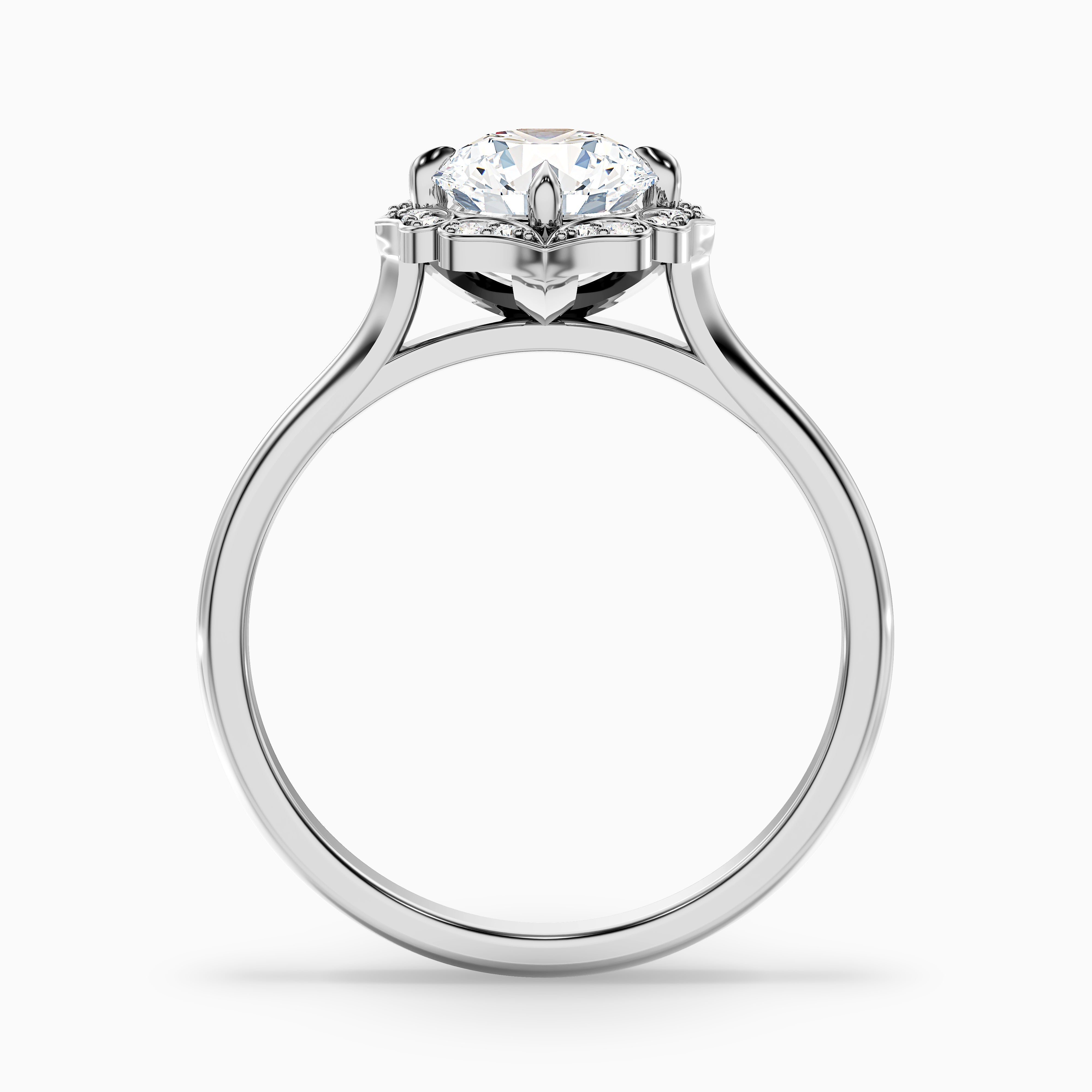 Ruby 4.5 Carat Round Halo Moissanite Diamond Ring in 14k Yellow Gold