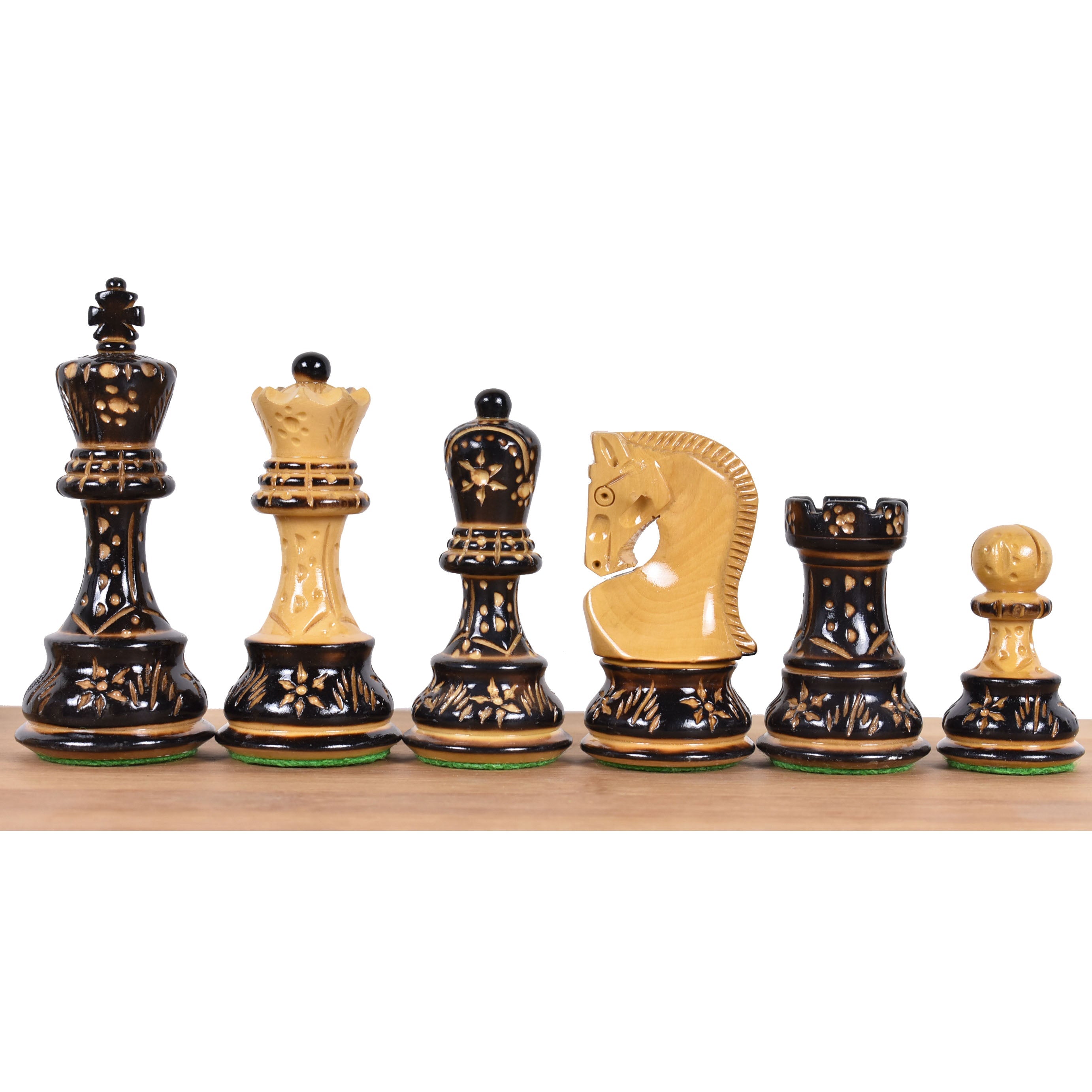 3.75" Artisan Carving Burnt Zagreb Chess Set- Chess Pieces Only - Weighted Boxwood