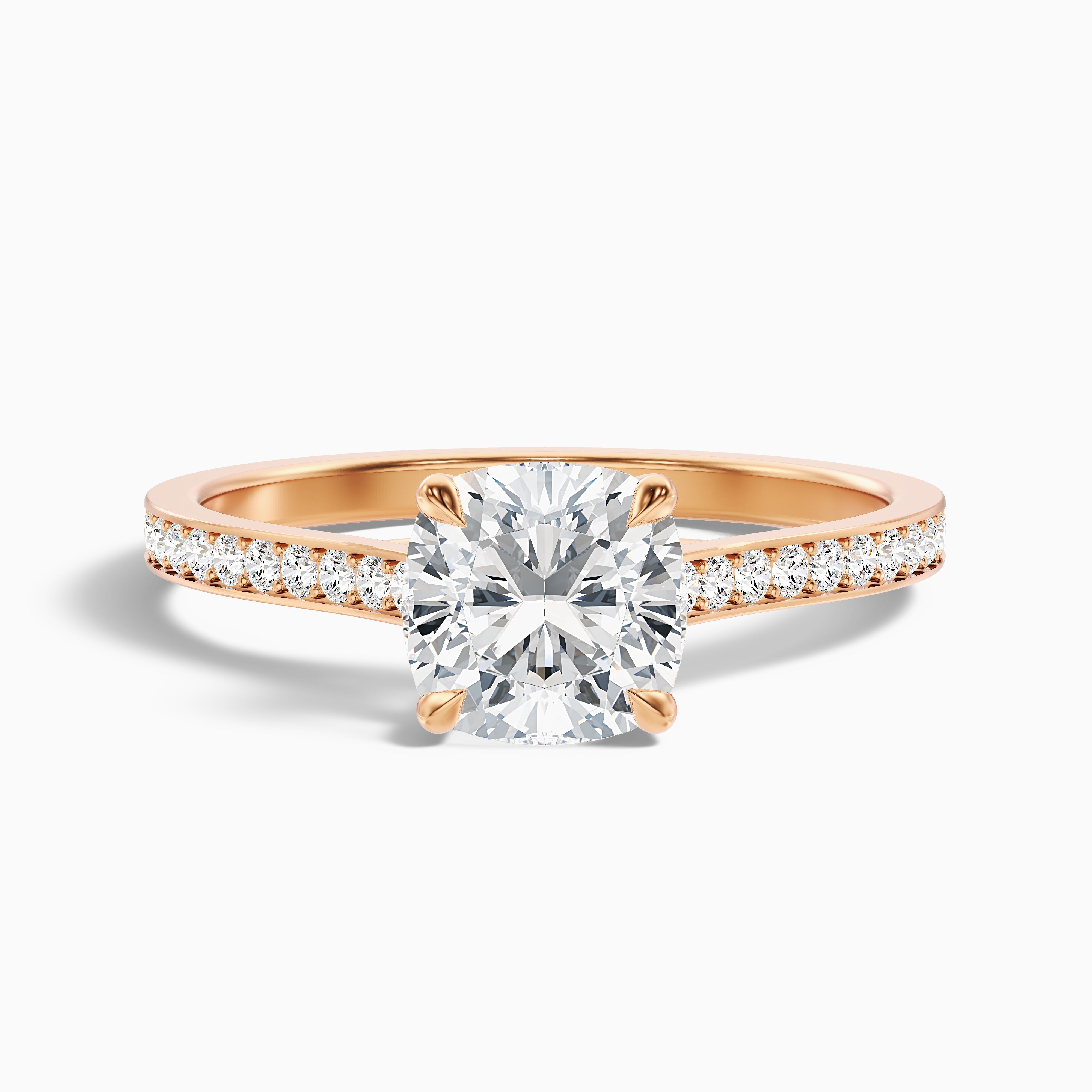 Siya 4 Carat Cushion Cut Side Stone Pave Lab Grown Engagement Ring in Platinum