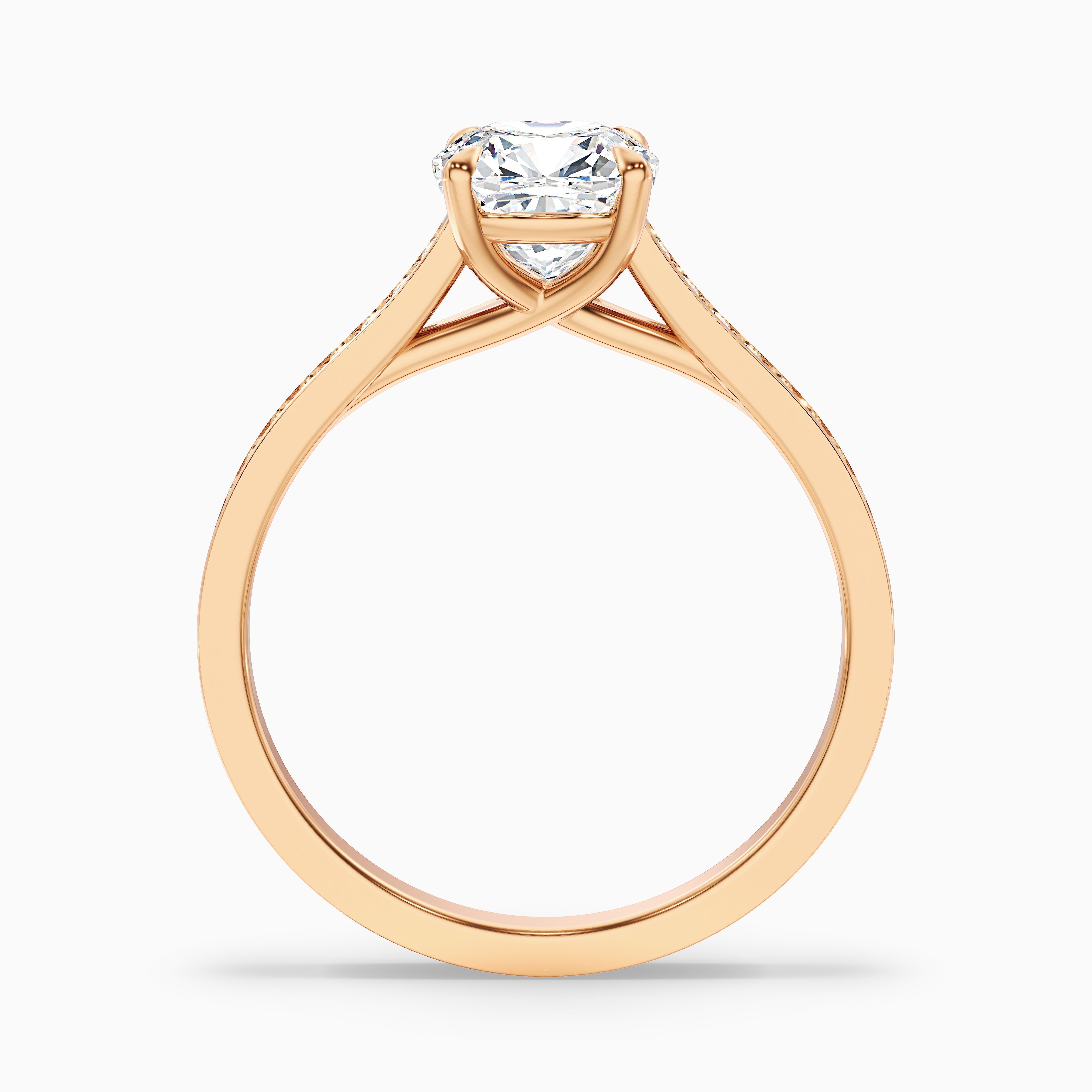 Siya 4 Carat Cushion Cut Side Stone Pave Lab Grown Engagement Ring in Platinum