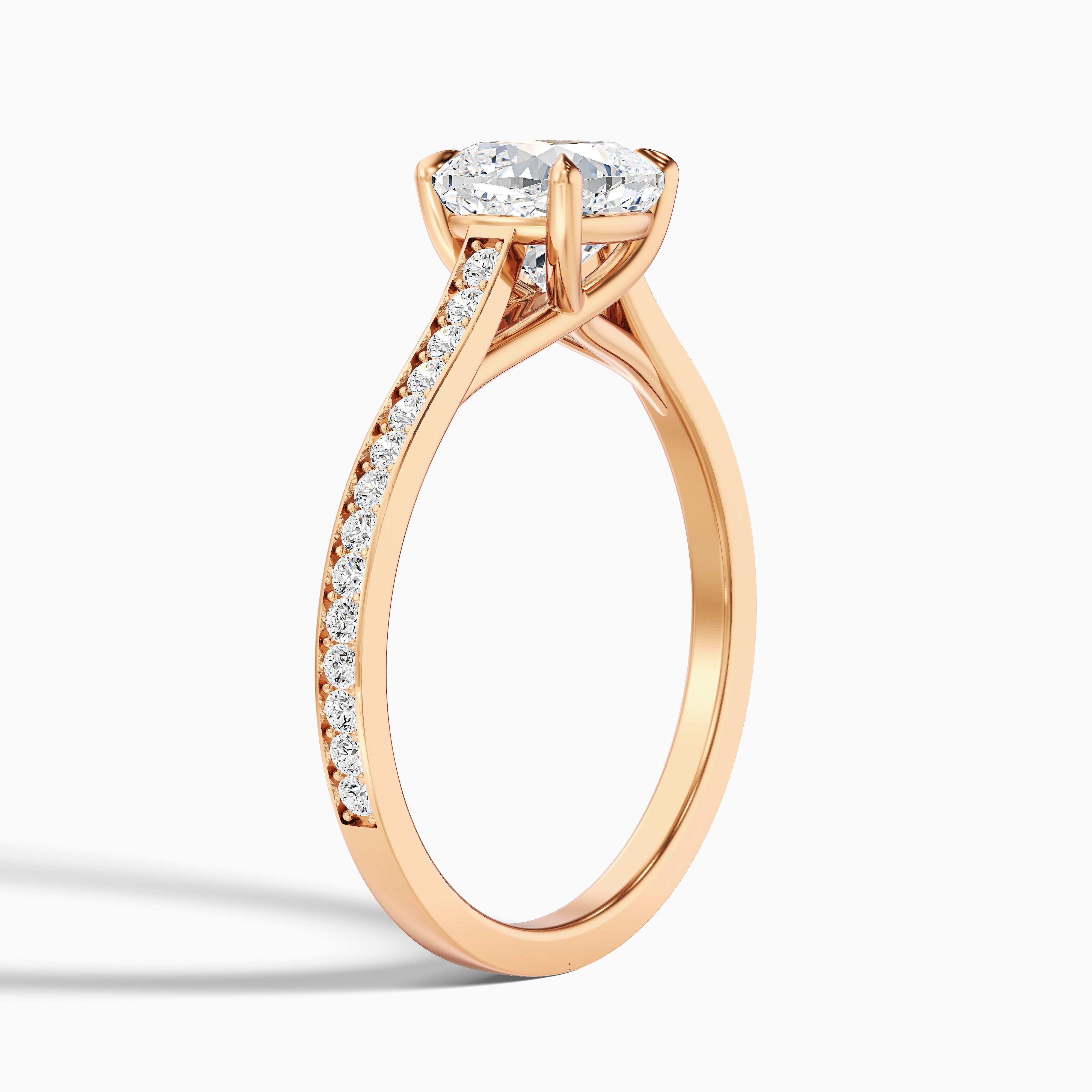 Nina 5 Carat Cushion Cut Side Stone Pave Moissanite Diamond Ring in 10k White Gold