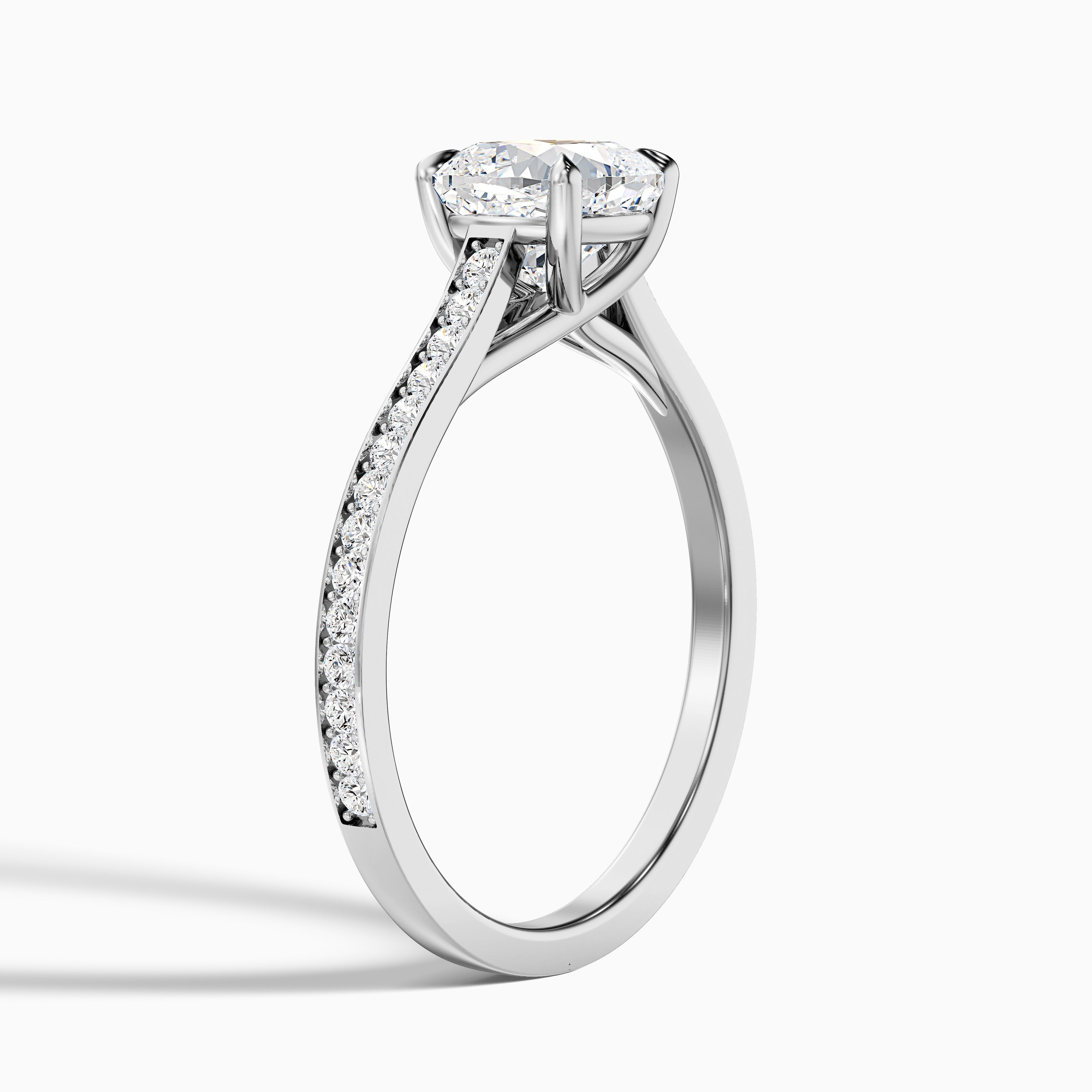 Nina 3.5 Carat Cushion Cut Side Stone Pave Moissanite Diamond Ring in 10k Yellow Gold