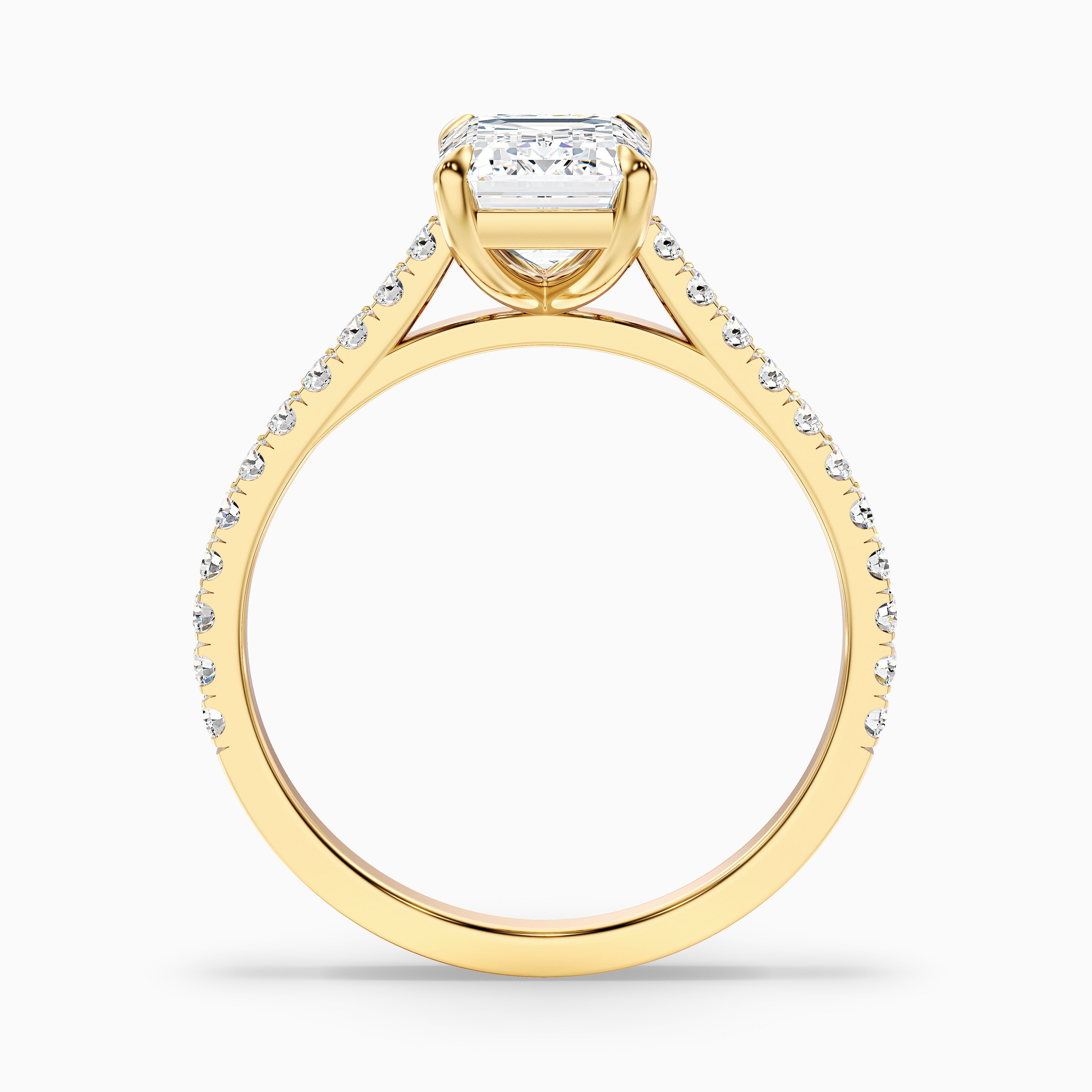 Macy 1.5 Carat Emerald Cut Side Stone Pave Moissanite Diamond Ring in 14k White Gold