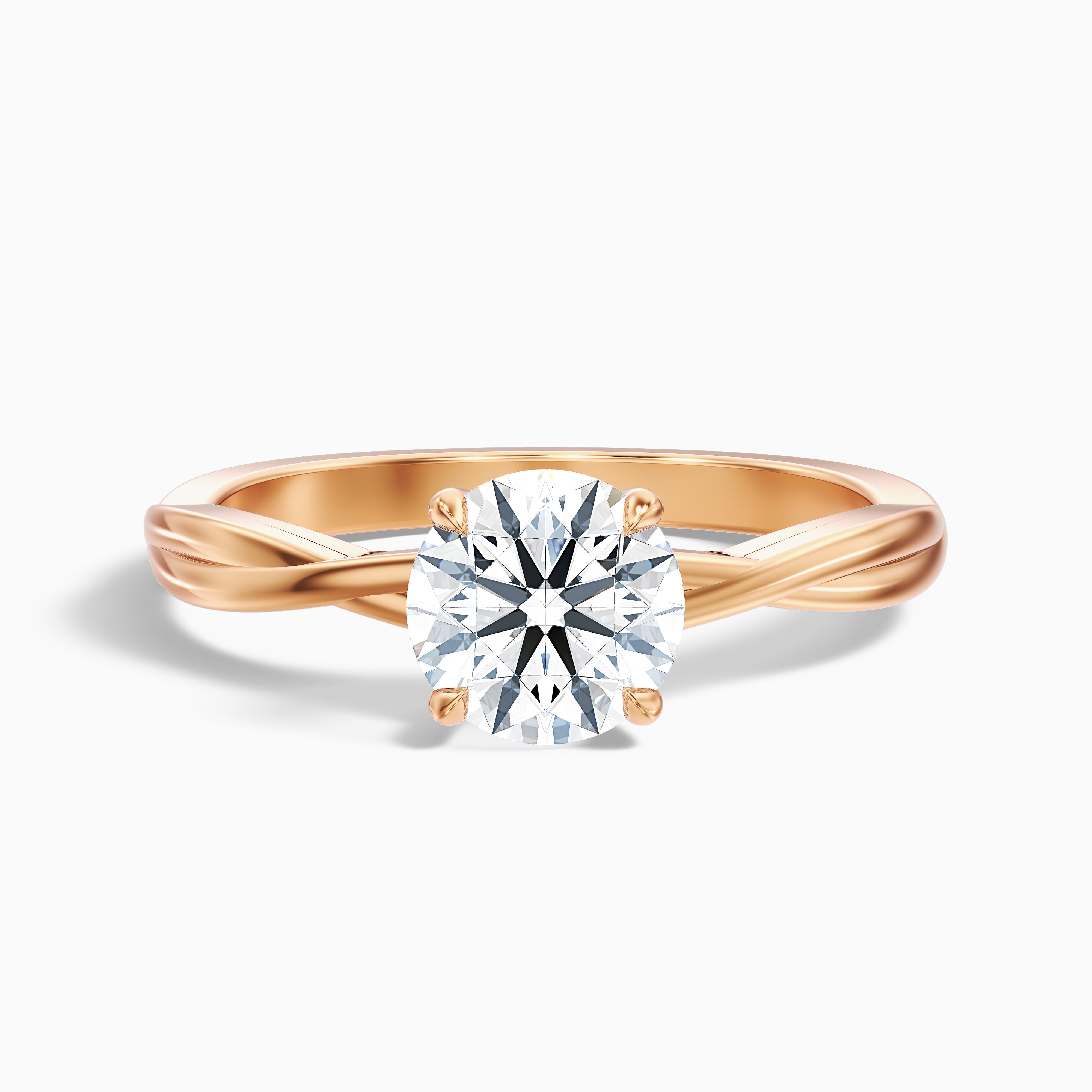 Zoya 3 Carat Round Solitaire Twisted Band Lab Grown Engagement Ring in 18k White Gold