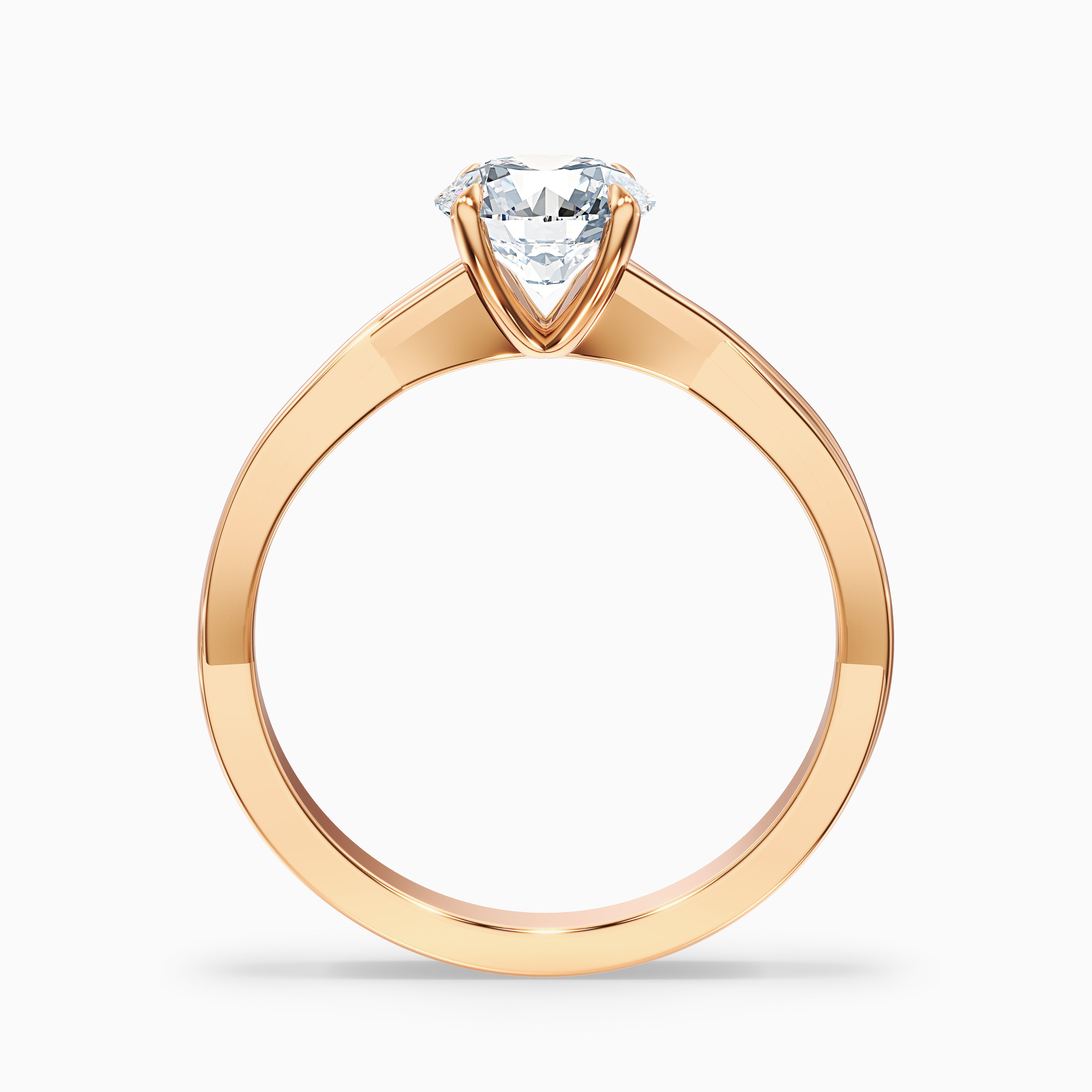Lucy 5 Carat Round Solitaire Twisted Band Moissanite Diamond Ring in Platinum