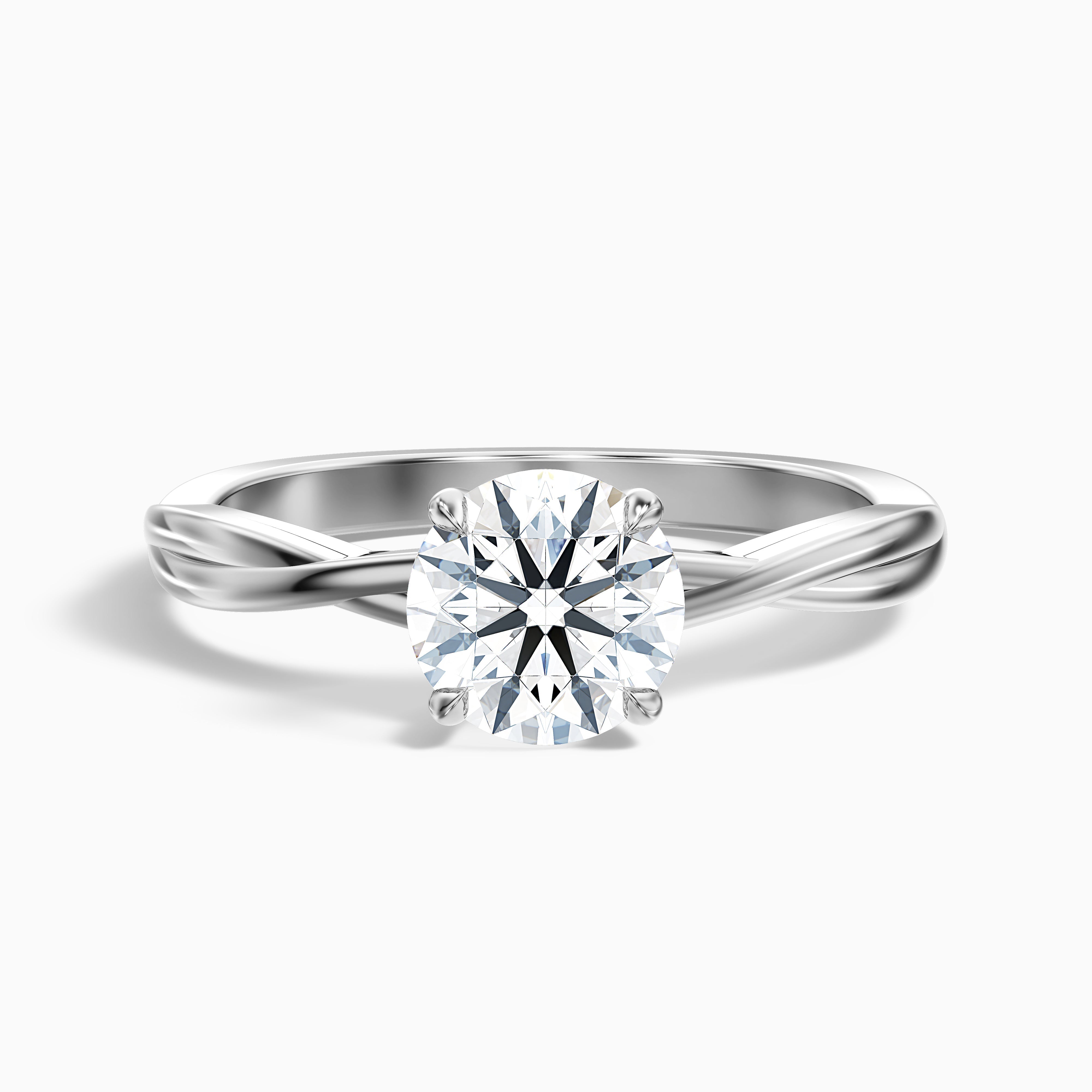 Lucy 4.5 Carat Round Solitaire Twisted Band Moissanite Diamond Ring in 18k Yellow Gold