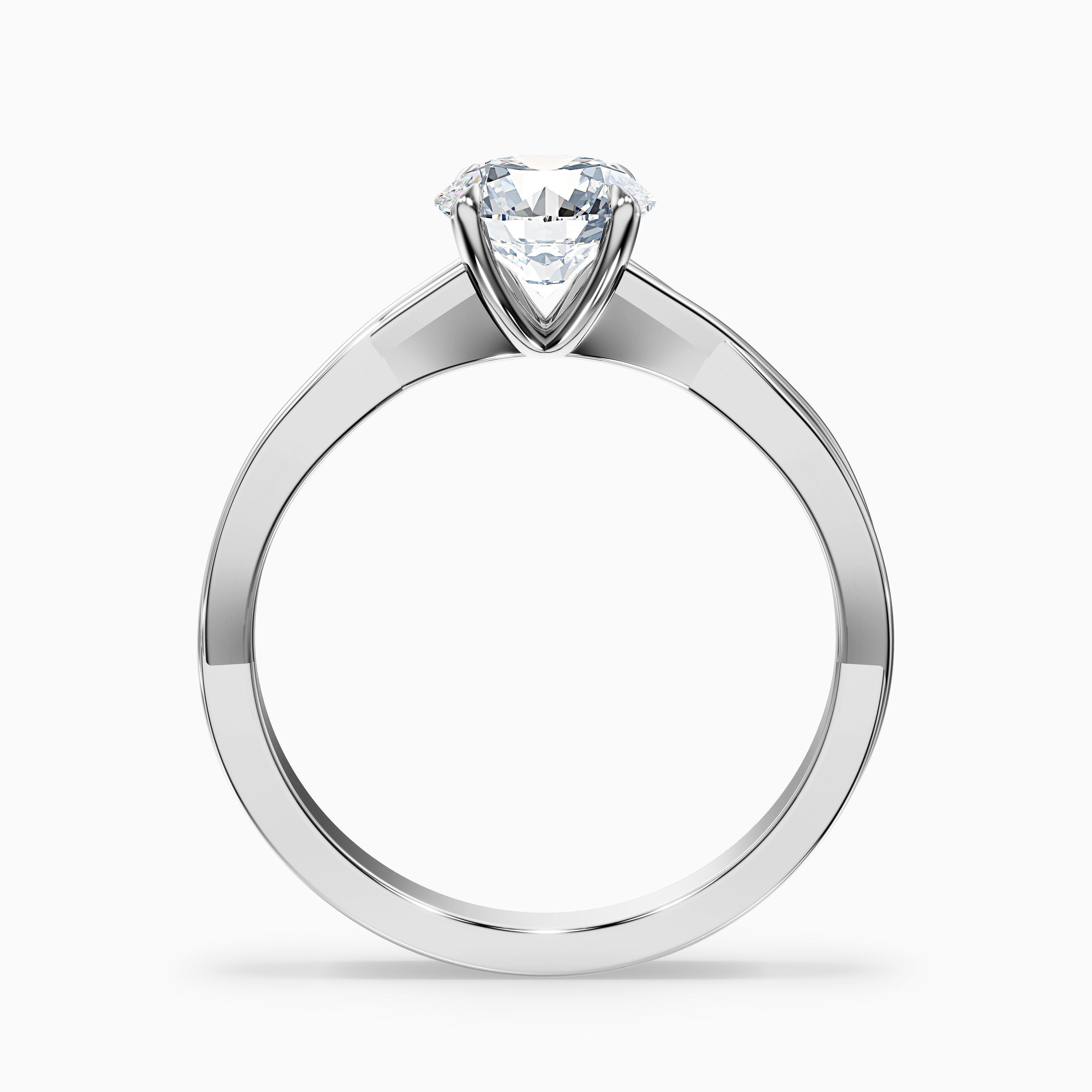 Lucy 1.5 Carat Round Solitaire Twisted Band Moissanite Diamond Ring in Platinum