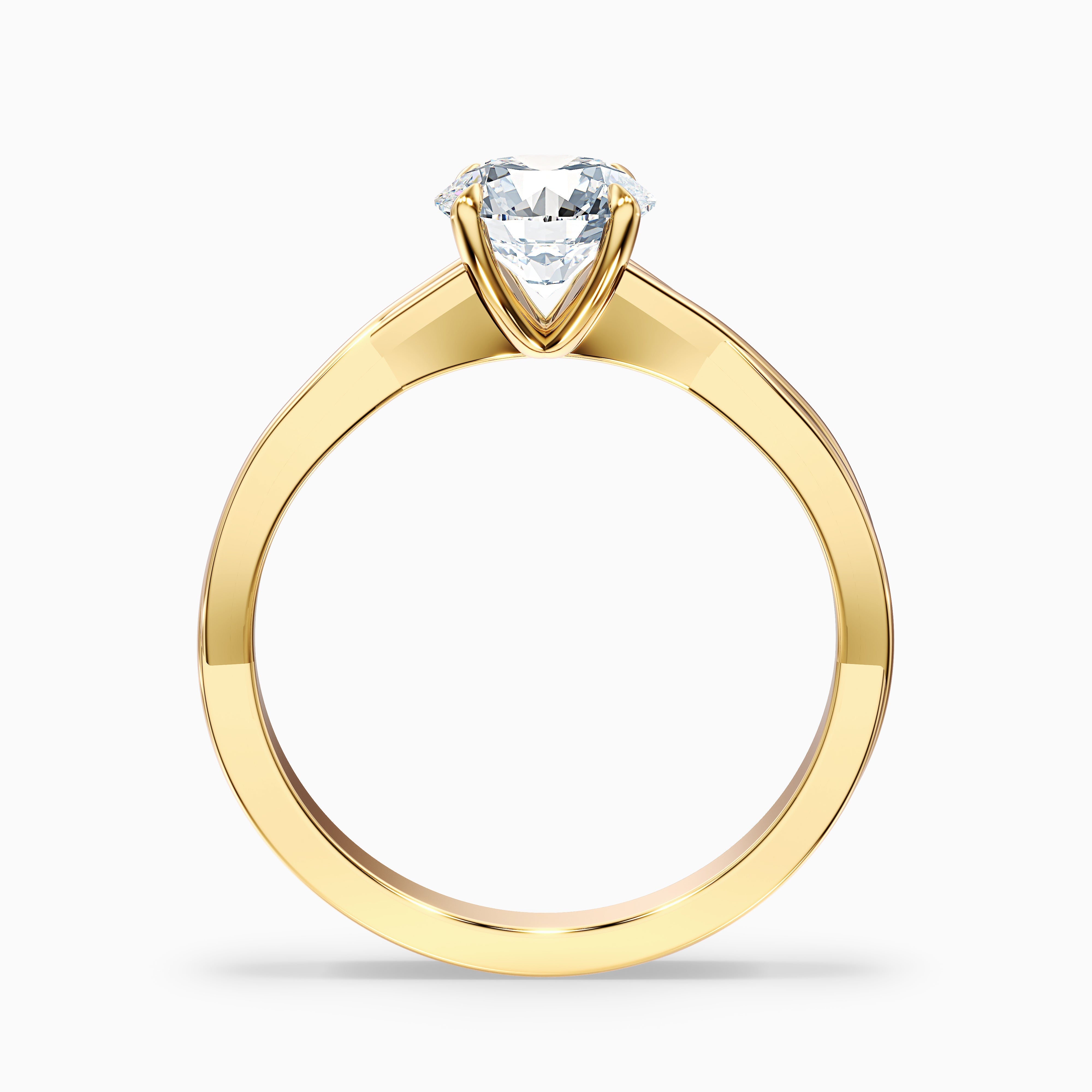 Zoya 1 Carat Round Solitaire Twisted Band Lab Grown Engagement Ring in 18k Yellow Gold