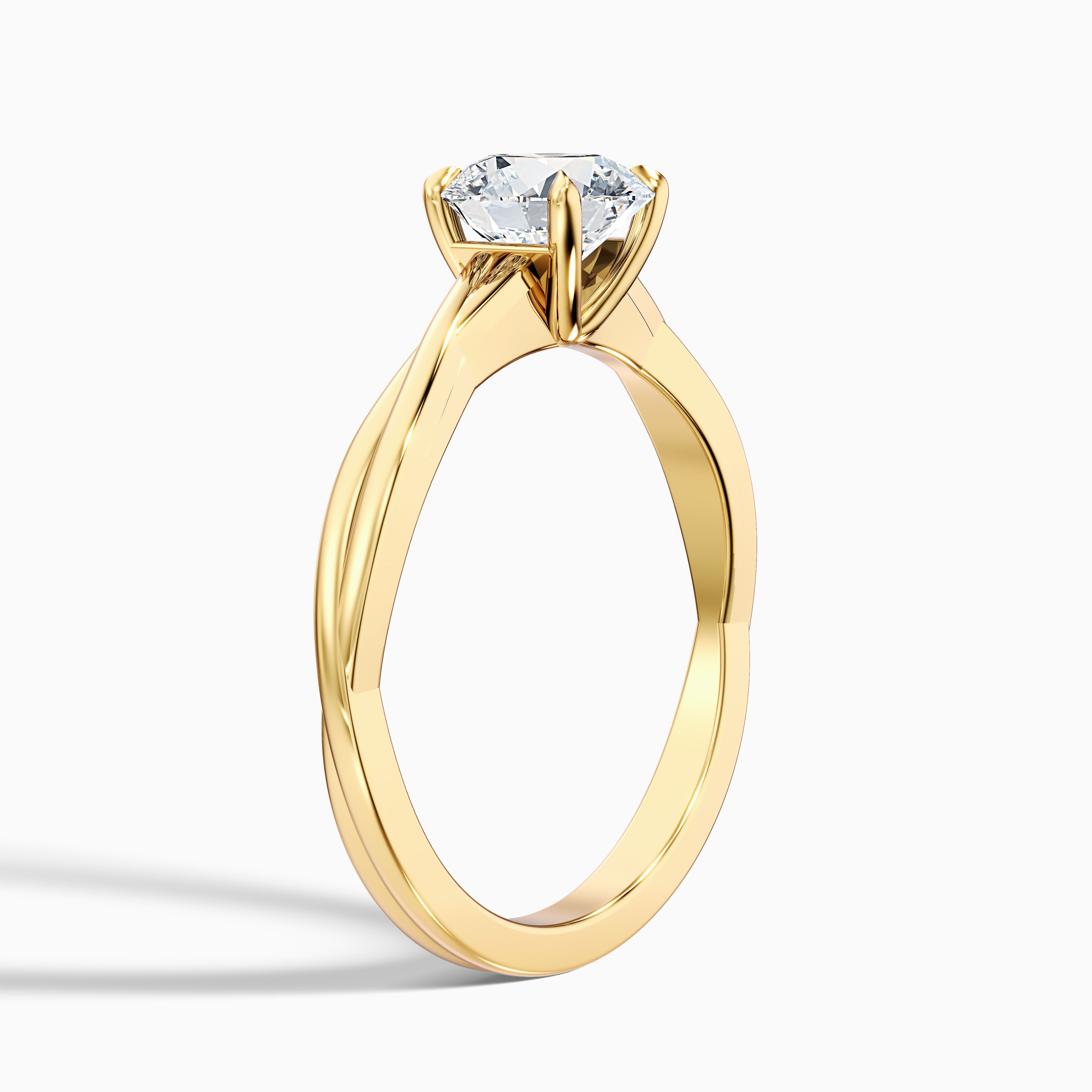 Lucy 2.5 Carat Round Solitaire Twisted Band Moissanite Diamond Ring in 14k White Gold