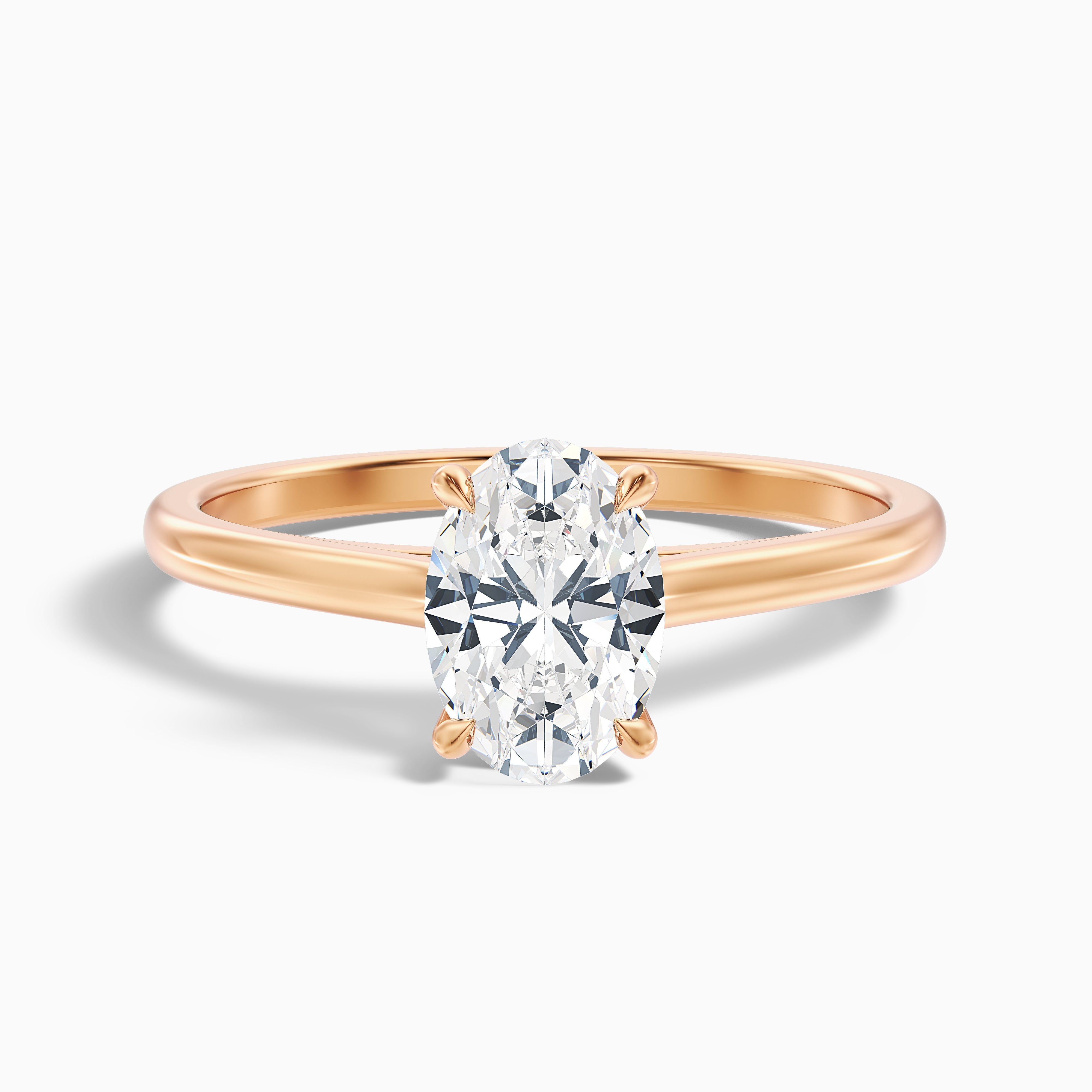 Rose 5 Carat Oval Solitaire Lab Grown Engagement Ring in 10k White Gold