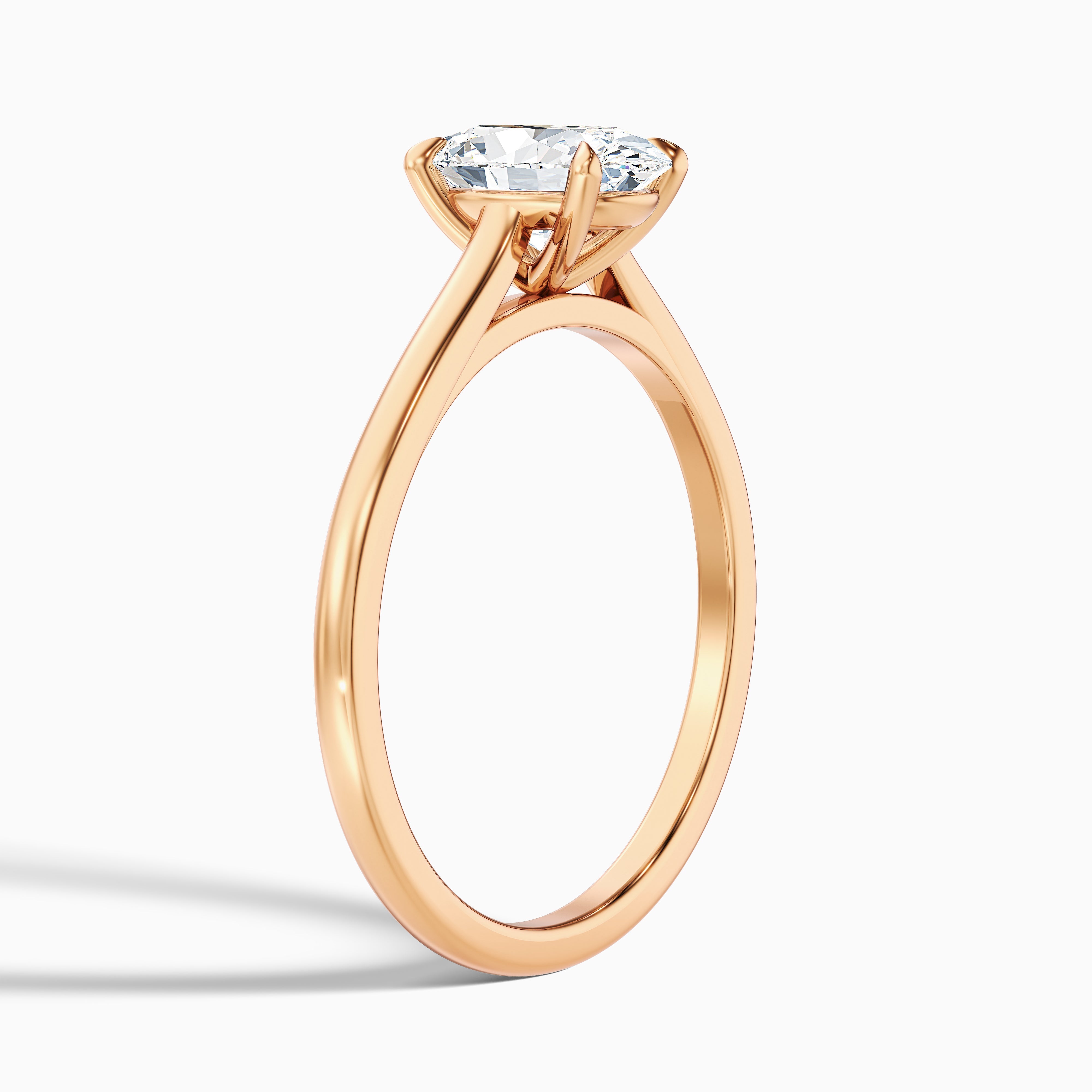 Rose 2 Carat Oval Solitaire Lab Grown Engagement Ring in 14k Rose Gold