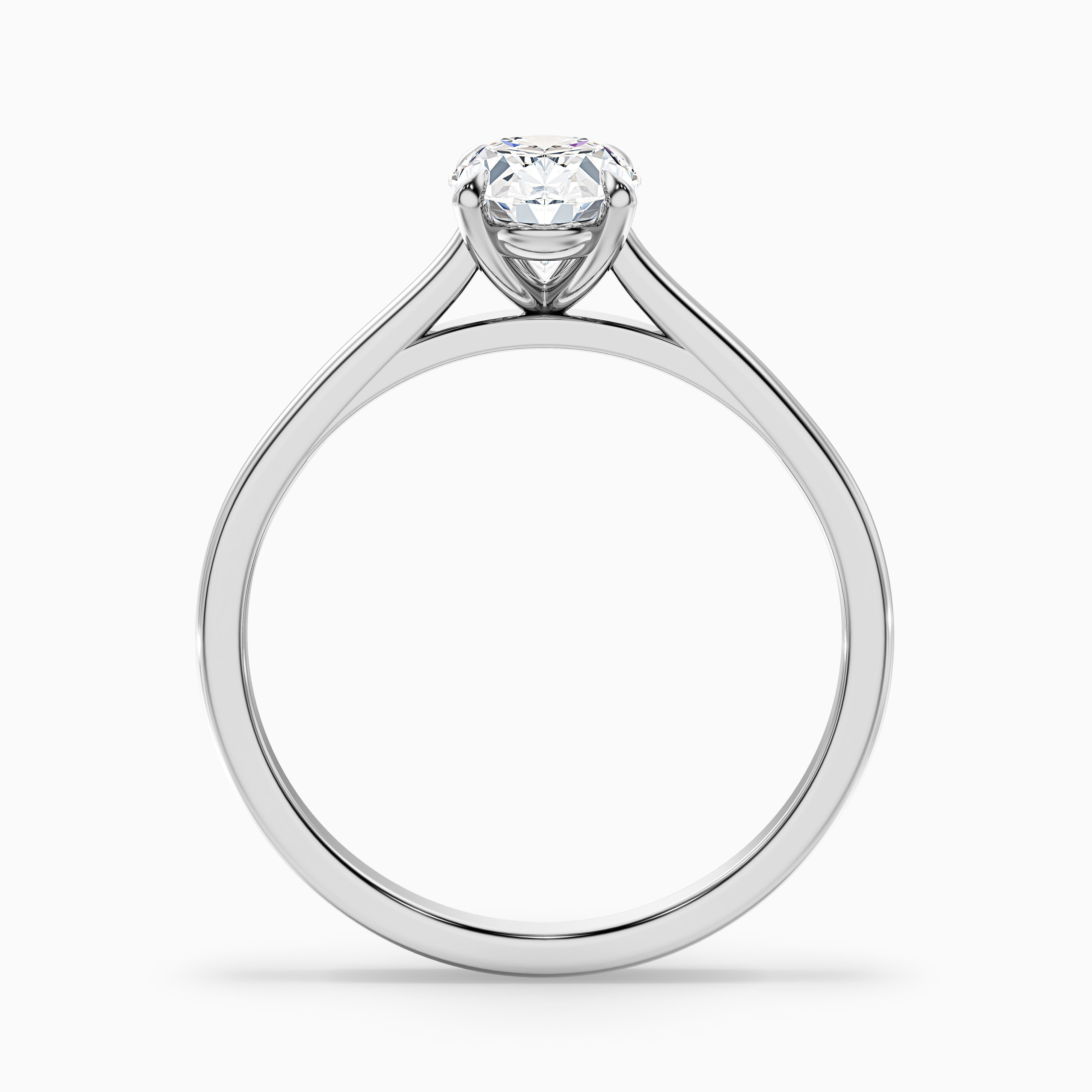 Rose 1 Carat Oval Solitaire Lab Grown Engagement Ring in 18k White Gold