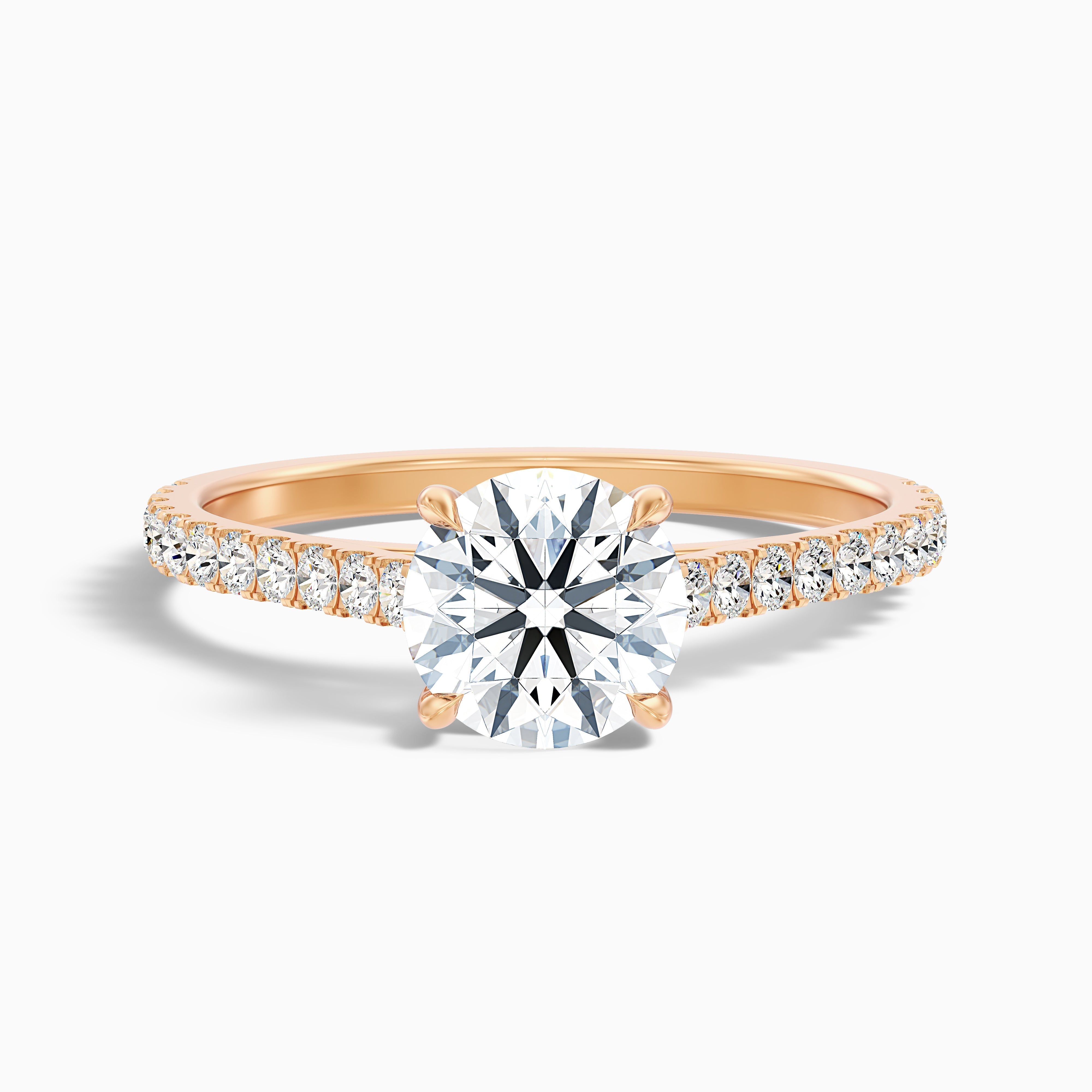 Lilly 5.5 Carat Round Side Stone Pave Moissanite Diamond Ring in 14k White Gold