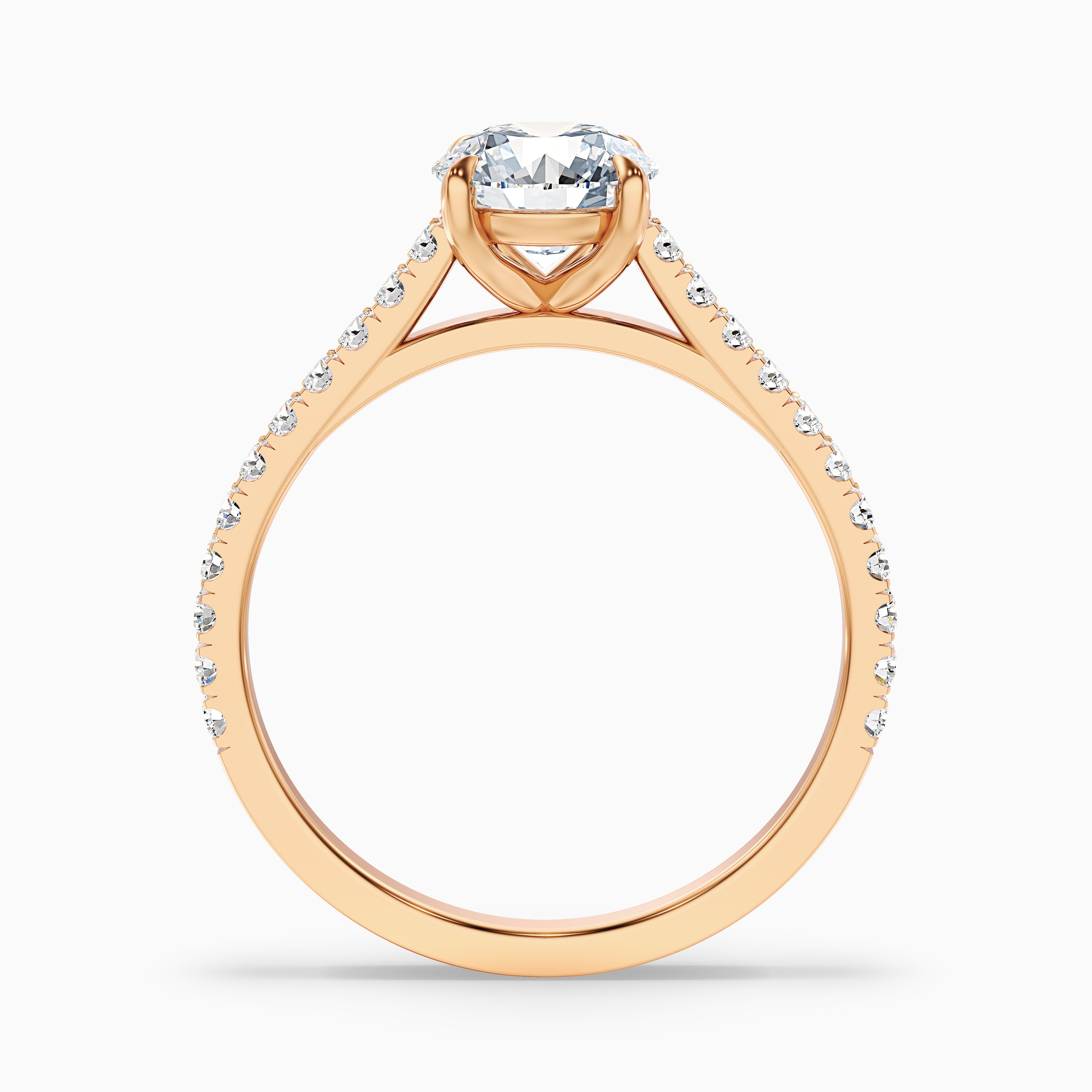 Lilly 3.5 Carat Round Side Stone Pave Moissanite Diamond Ring in 14k White Gold
