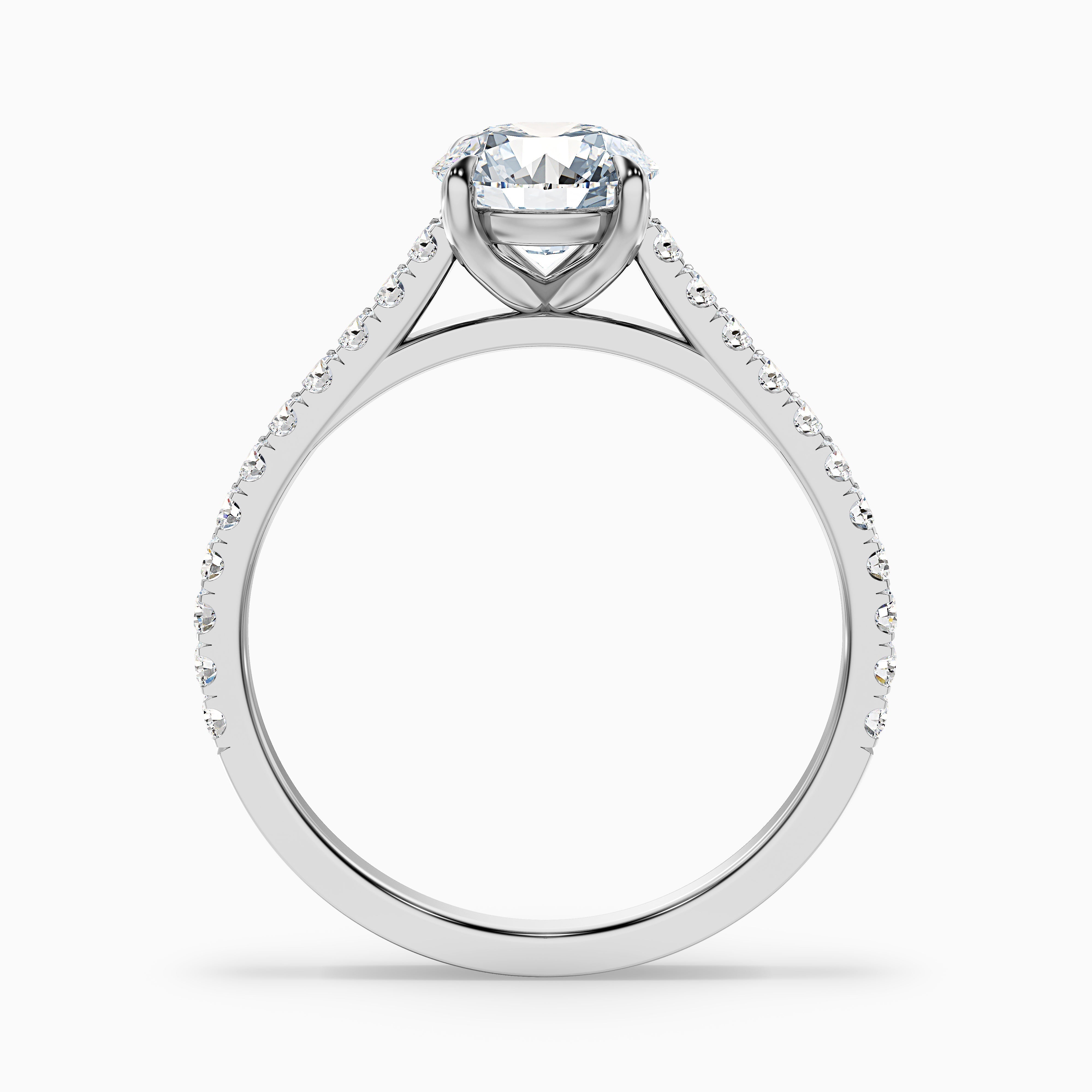 Riva 4 Carat Round Side Stone Pave Lab Grown Engagement Ring in 14k White Gold