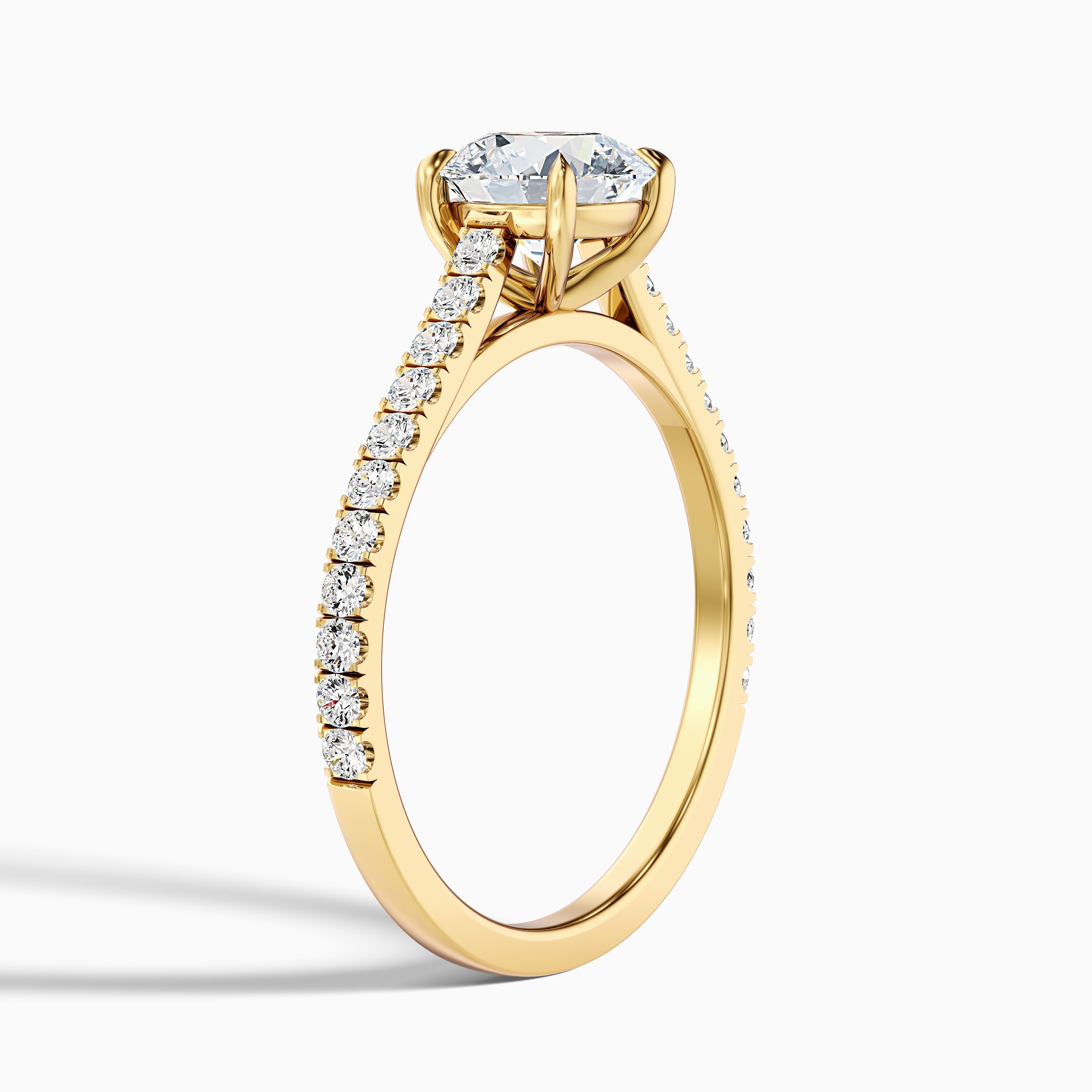 Riva 5 Carat Round Side Stone Pave Lab Grown Engagement Ring in 10k Rose Gold