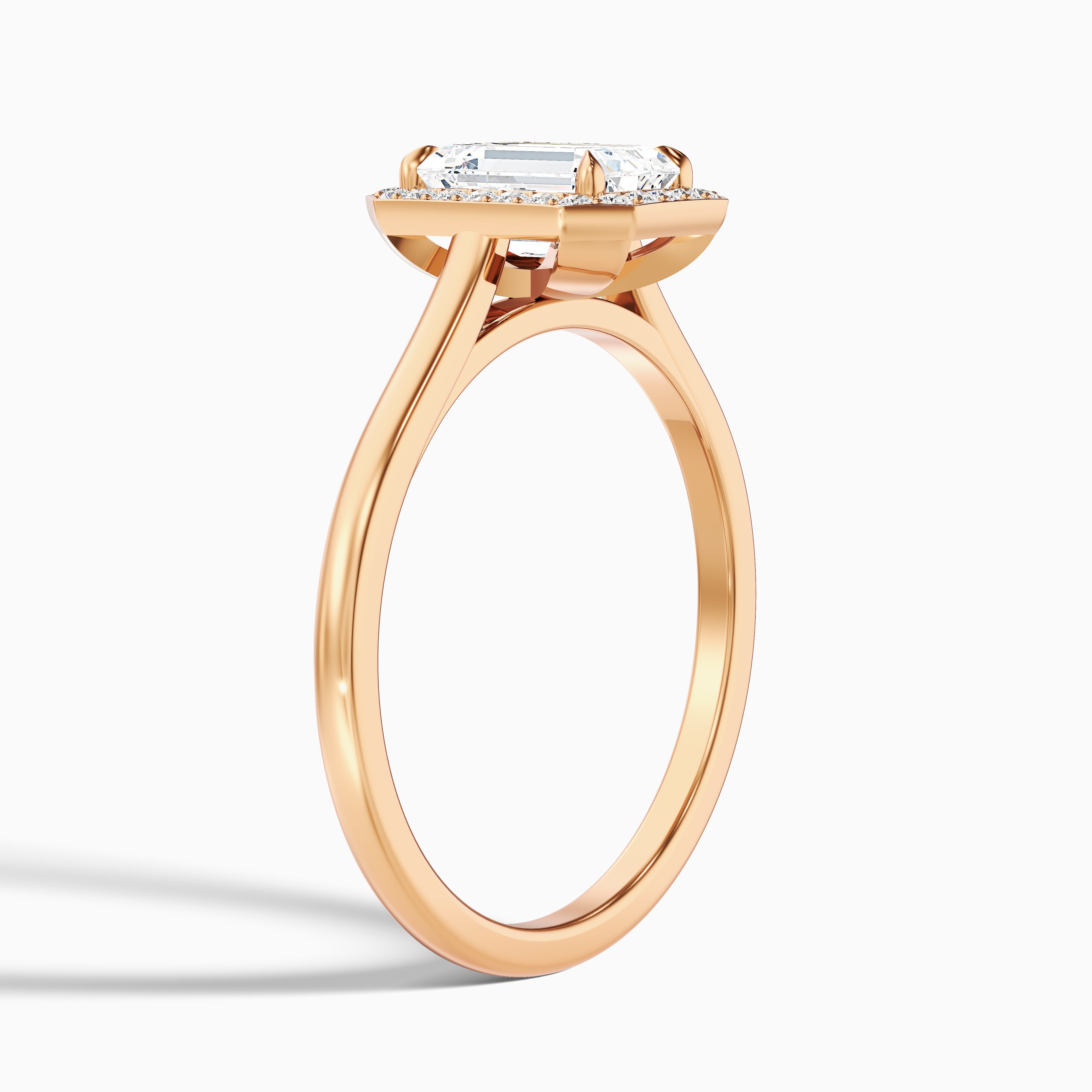 Lara 2.5 Carat Emerald Cut Halo Moissanite Diamond Ring in Platinum