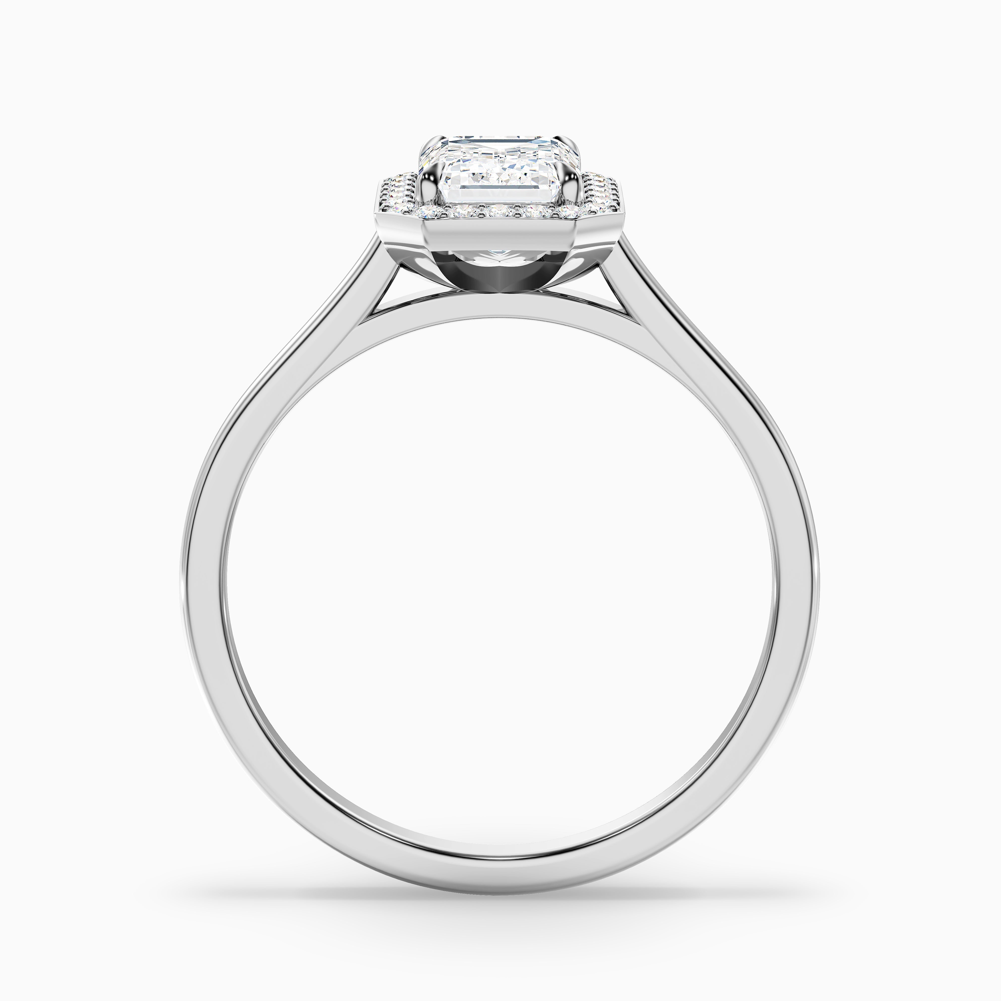 Ila 4.5 Carat Emerald Cut Halo Lab Grown Engagement Ring in Platinum