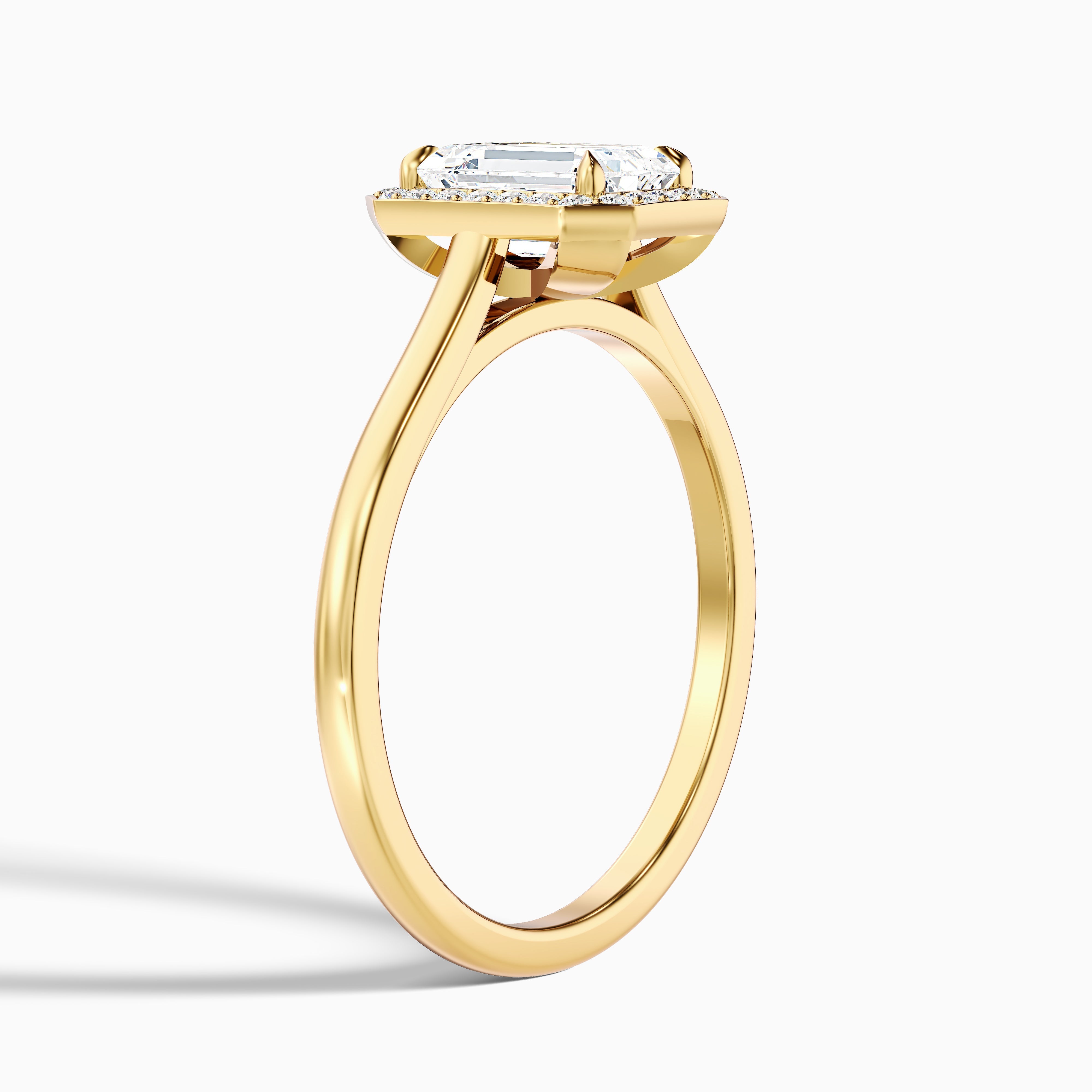 Ila 4 Carat Emerald Cut Halo Lab Grown Engagement Ring in 18k White Gold