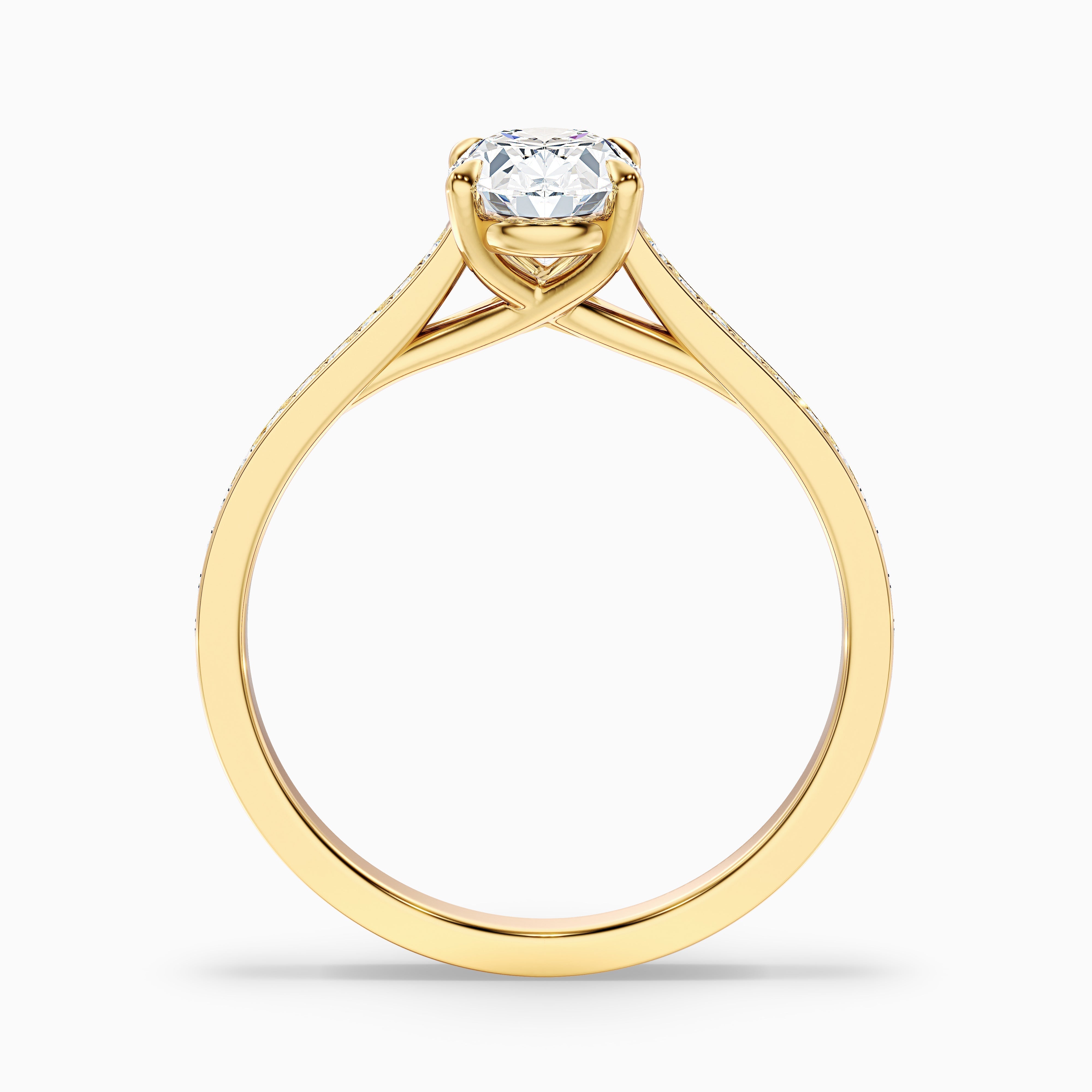 Sky 2 Carat Oval Cut Side Stone Pave Lab Grown Engagement Ring in 10k White Gold