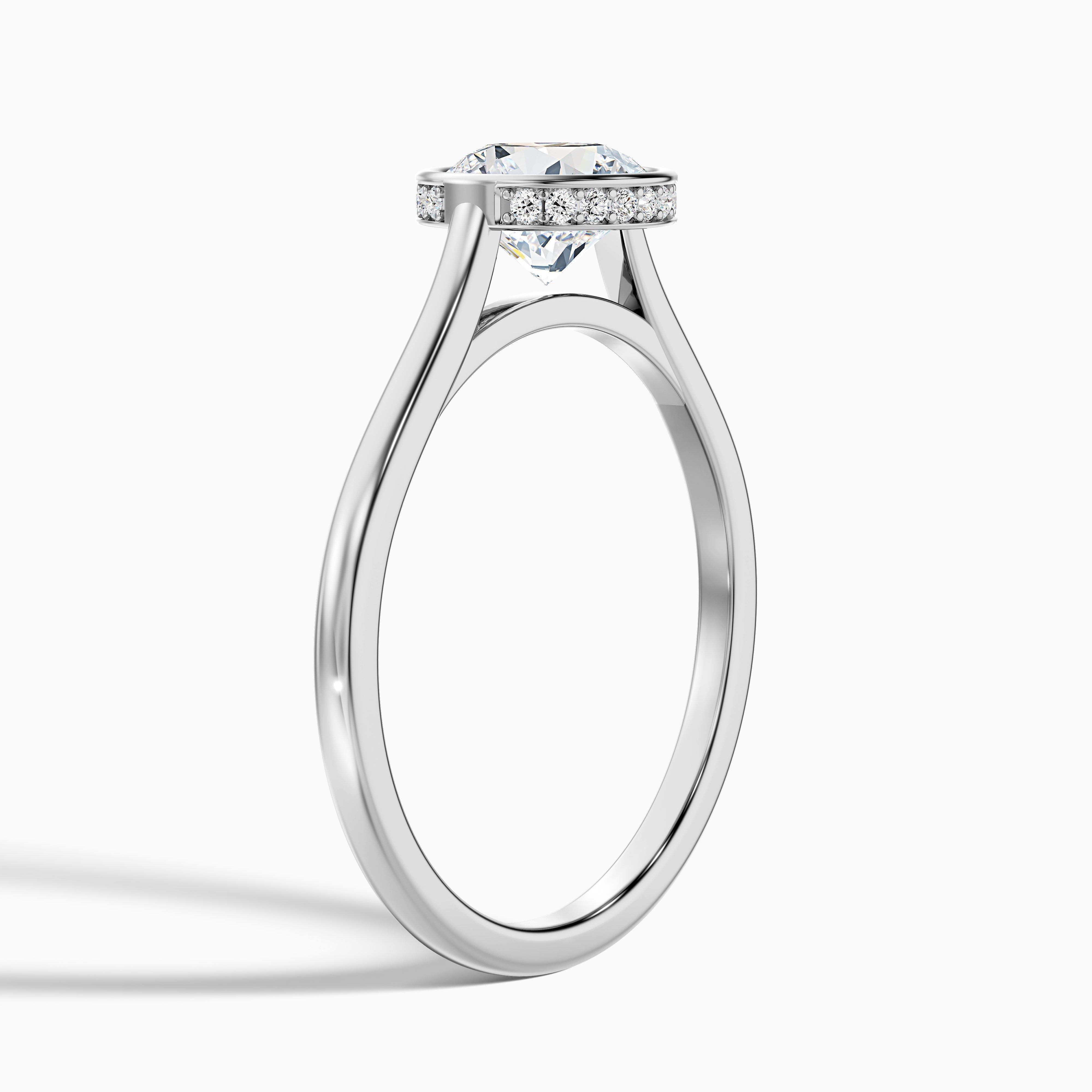 Anya 4 Carat Round Lab Grown Engagement Ring Hidden Halo in Platinum