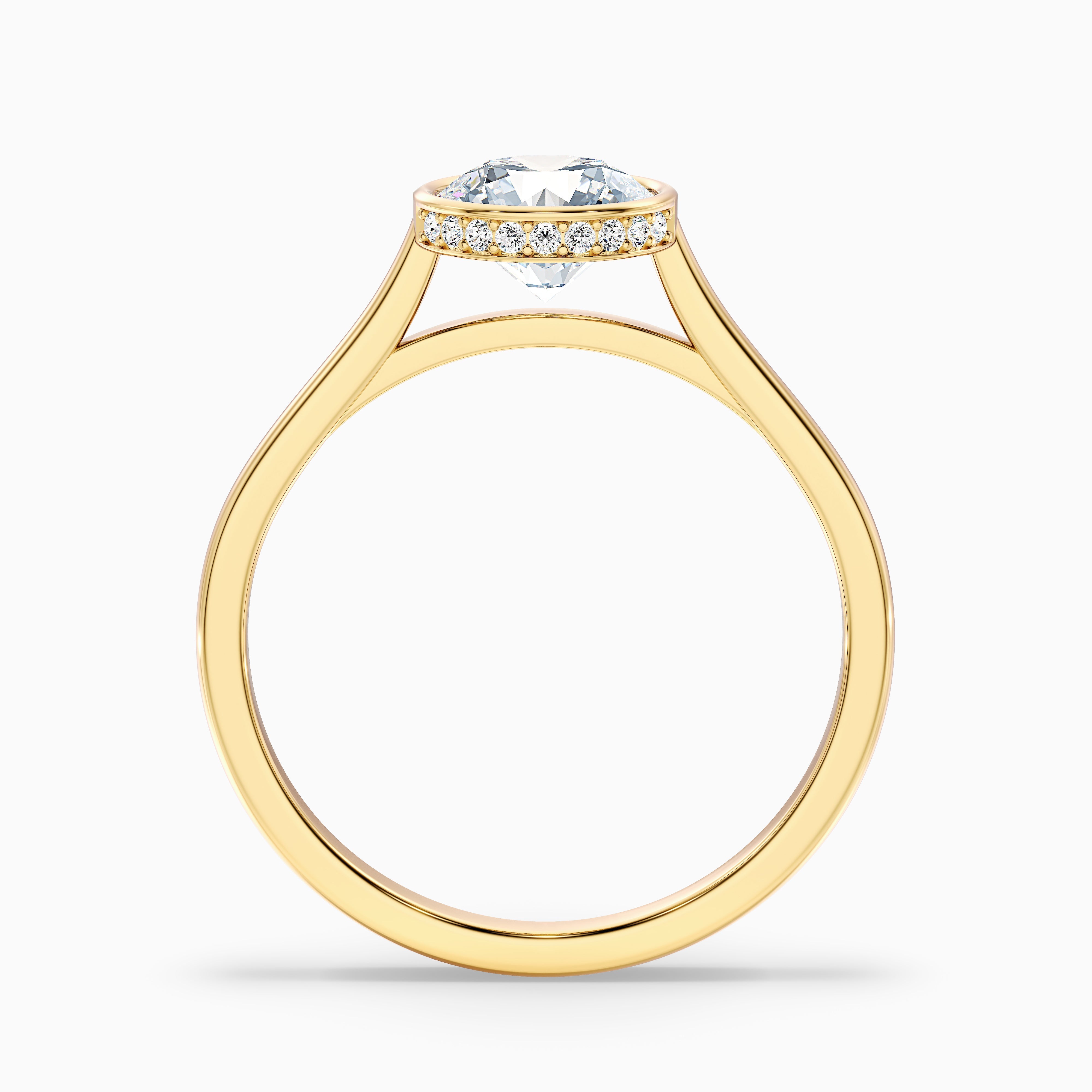 Angel 4 Carat Round Bezel Set Moissanite Diamond Ring with Hidden Halo in 10k Rose Gold