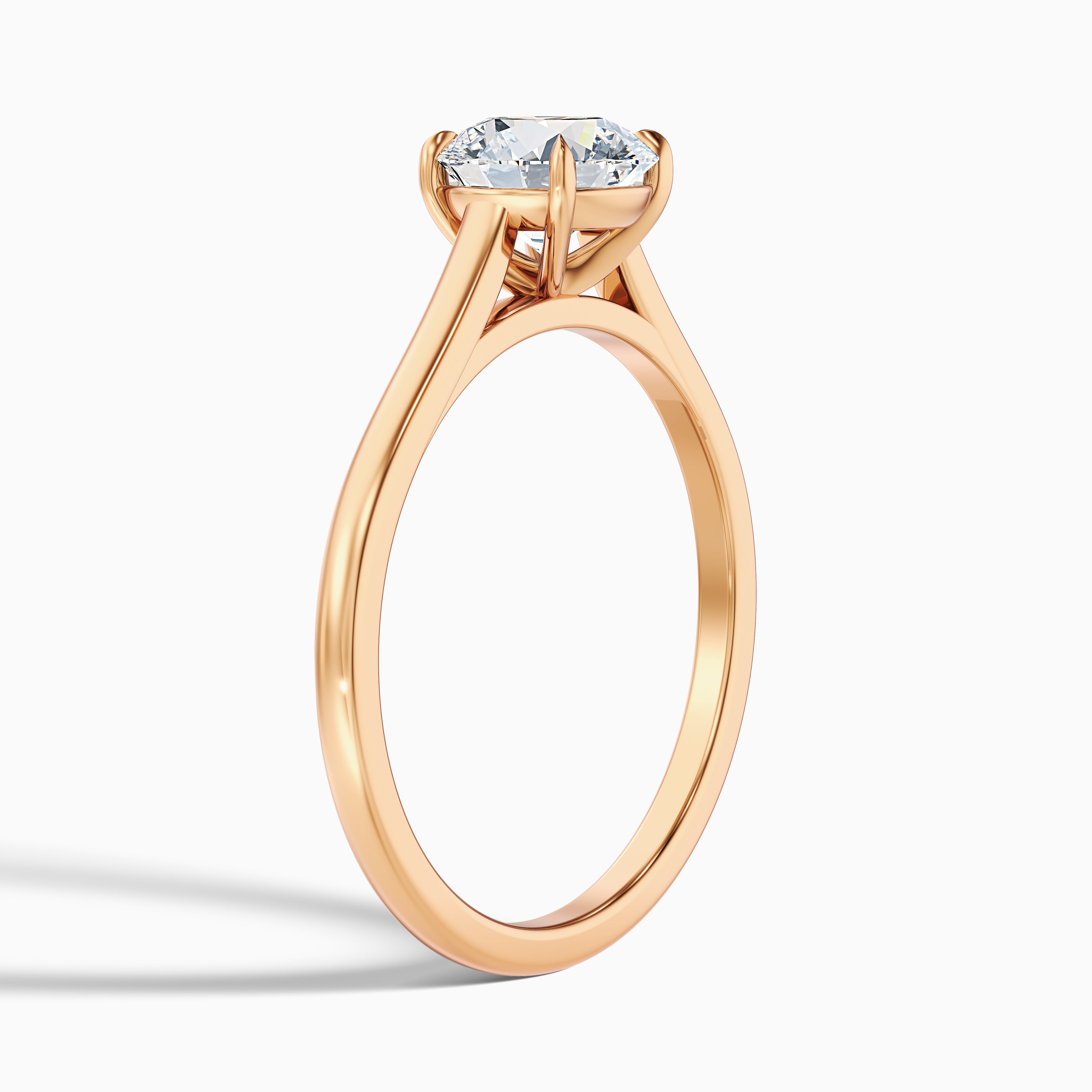 Lena 1 Carat Round Cut Solitaire Lab Grown Engagement Ring in 14k White Gold