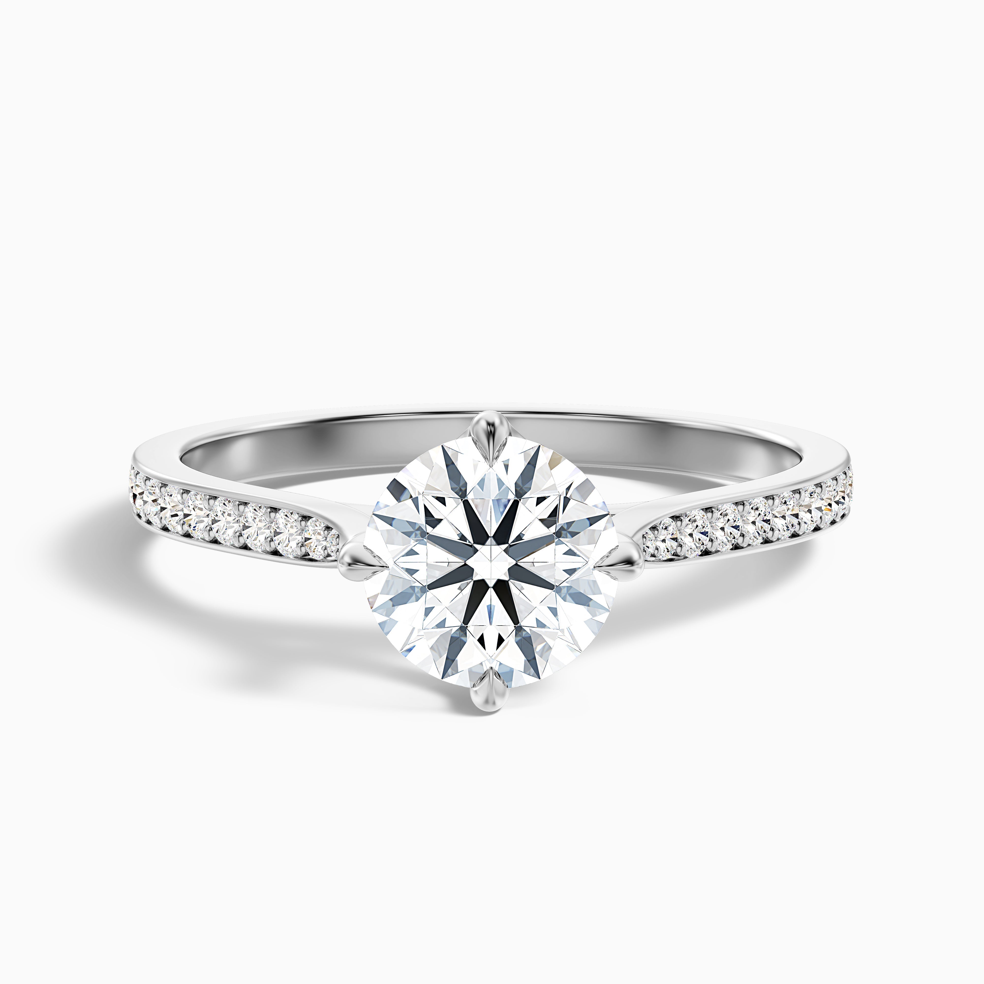 Anna 5 Carat Round Side Stone Pave Lab Grown Engagement Ring in 10k Rose Gold