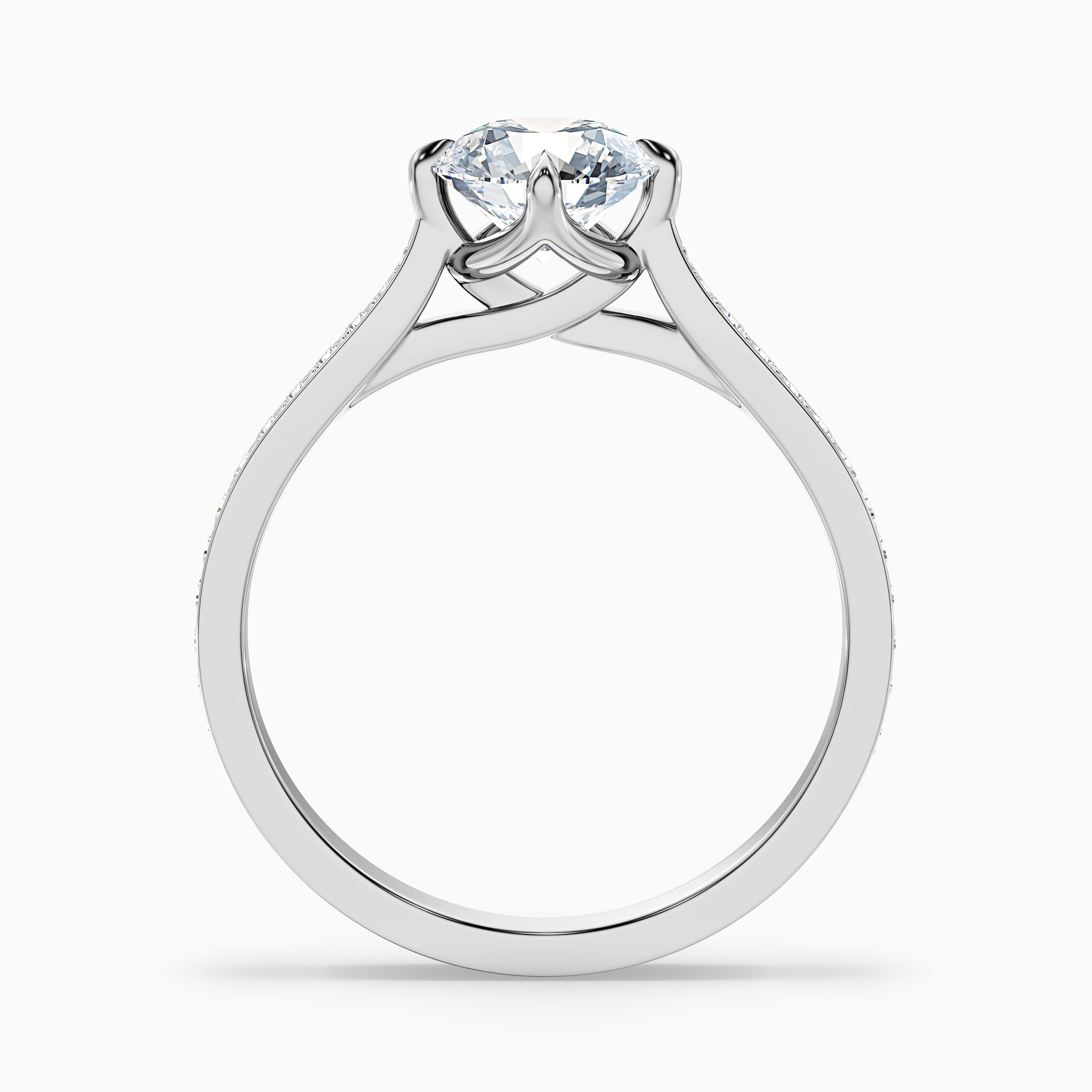 Anna 1.5 Carat Round Side Stone Pave Lab Grown Engagement Ring in 14k White Gold
