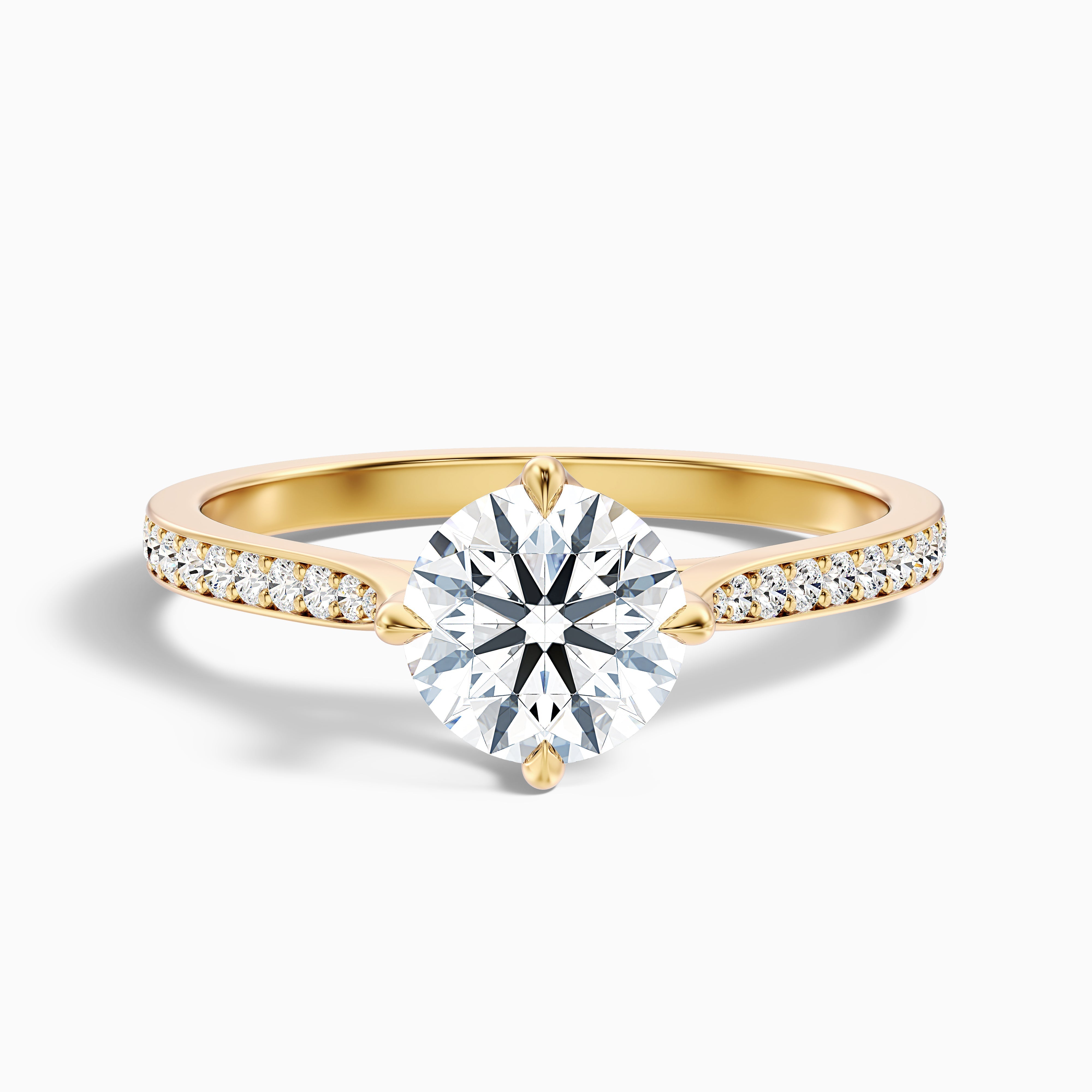 Anna 4 Carat Round Side Stone Pave Lab Grown Engagement Ring in 10k White Gold