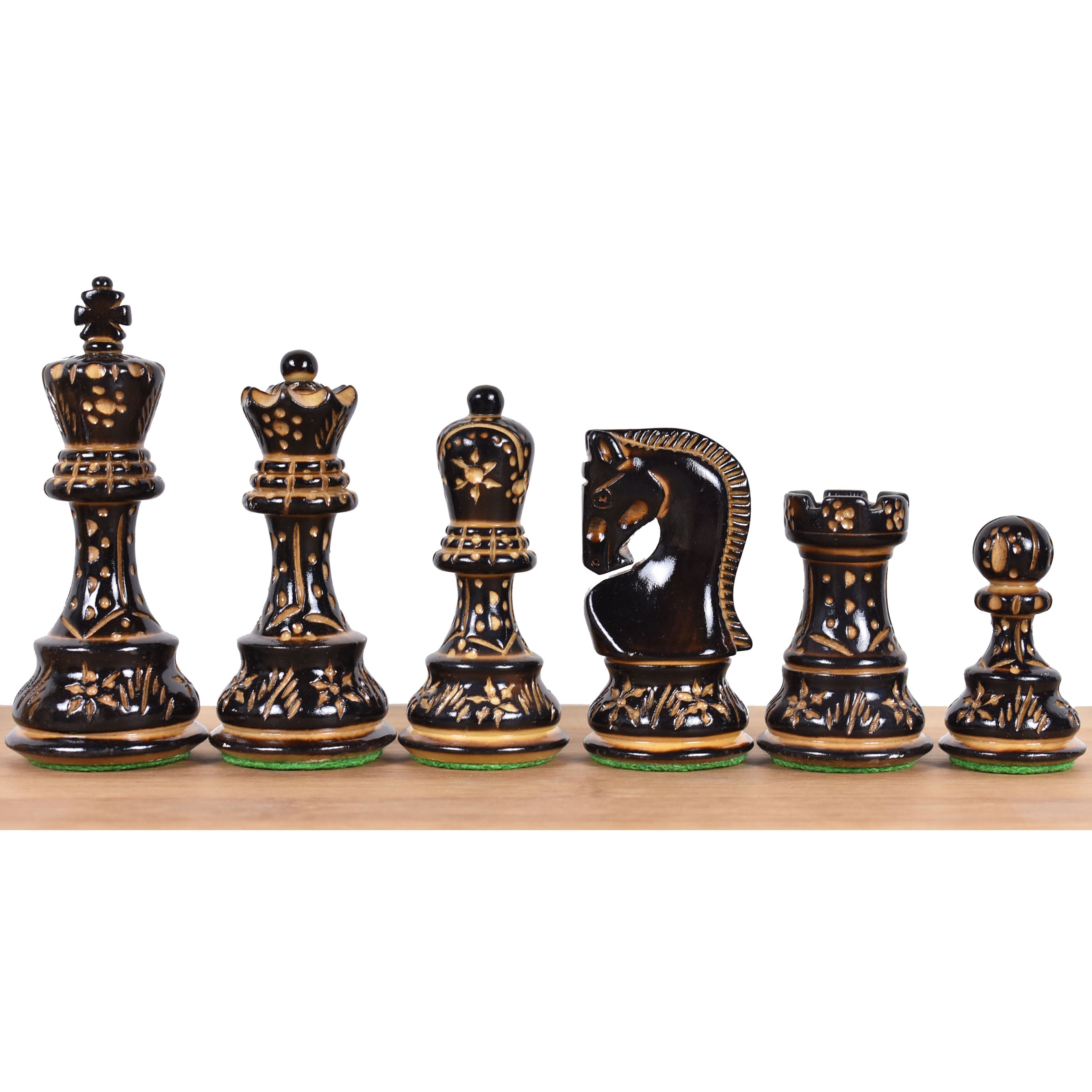 3.75" Artisan Carving Burnt Zagreb Chess Set- Chess Pieces Only - Weighted Boxwood