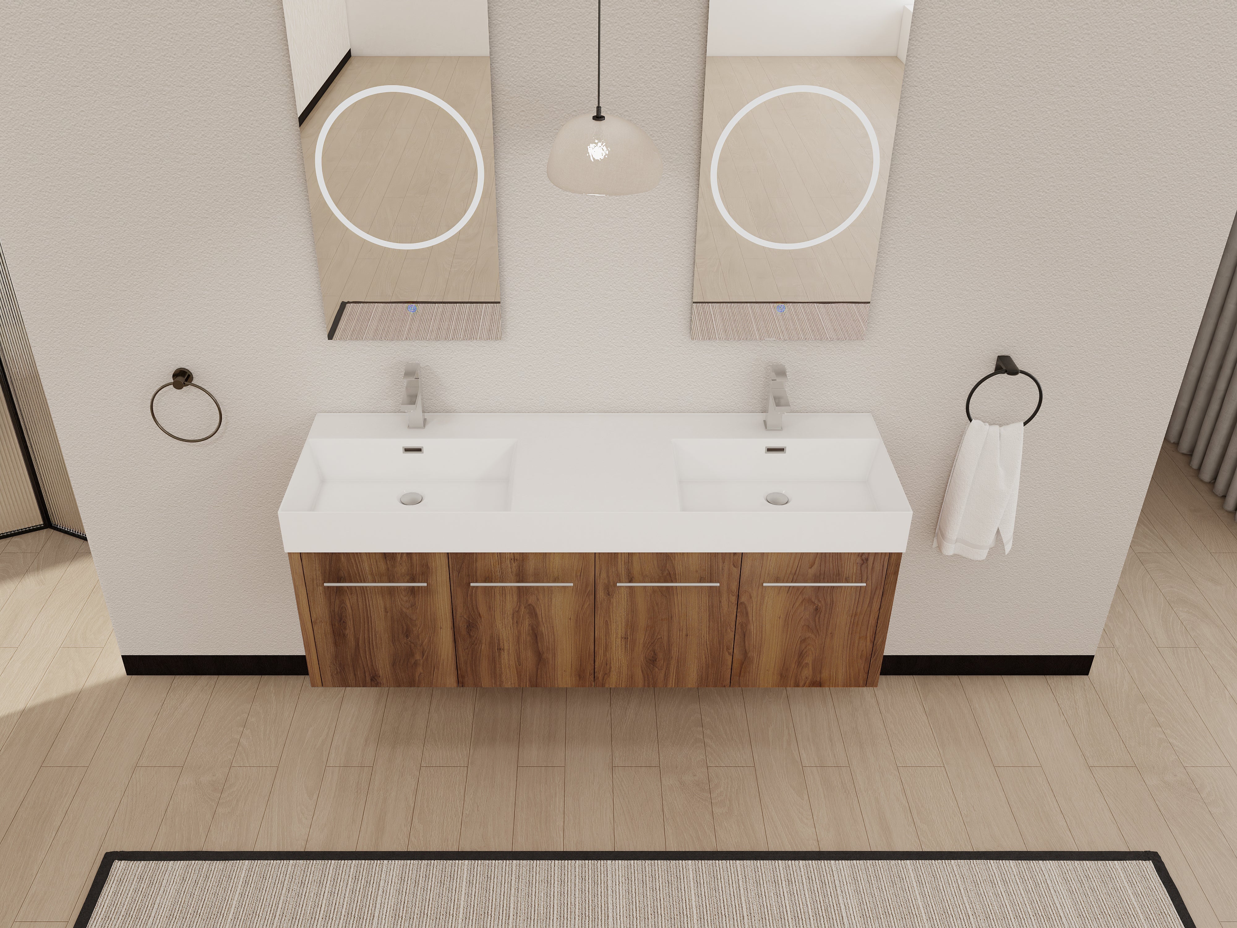 60 Inch Wall-Mounted Bathroom Vanity with Sink