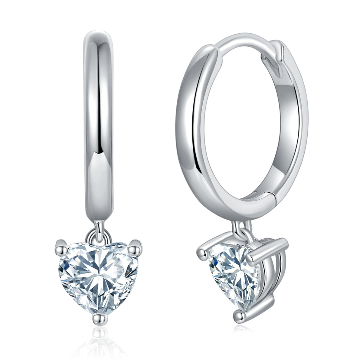 S925 Sterling Silver 5x5mm Heart Shaped Moissanite Hoop Earrings  Platinum Plated Dangle Earrings With GRA Certificate Romantic Jewelry Gift Box Set For Women