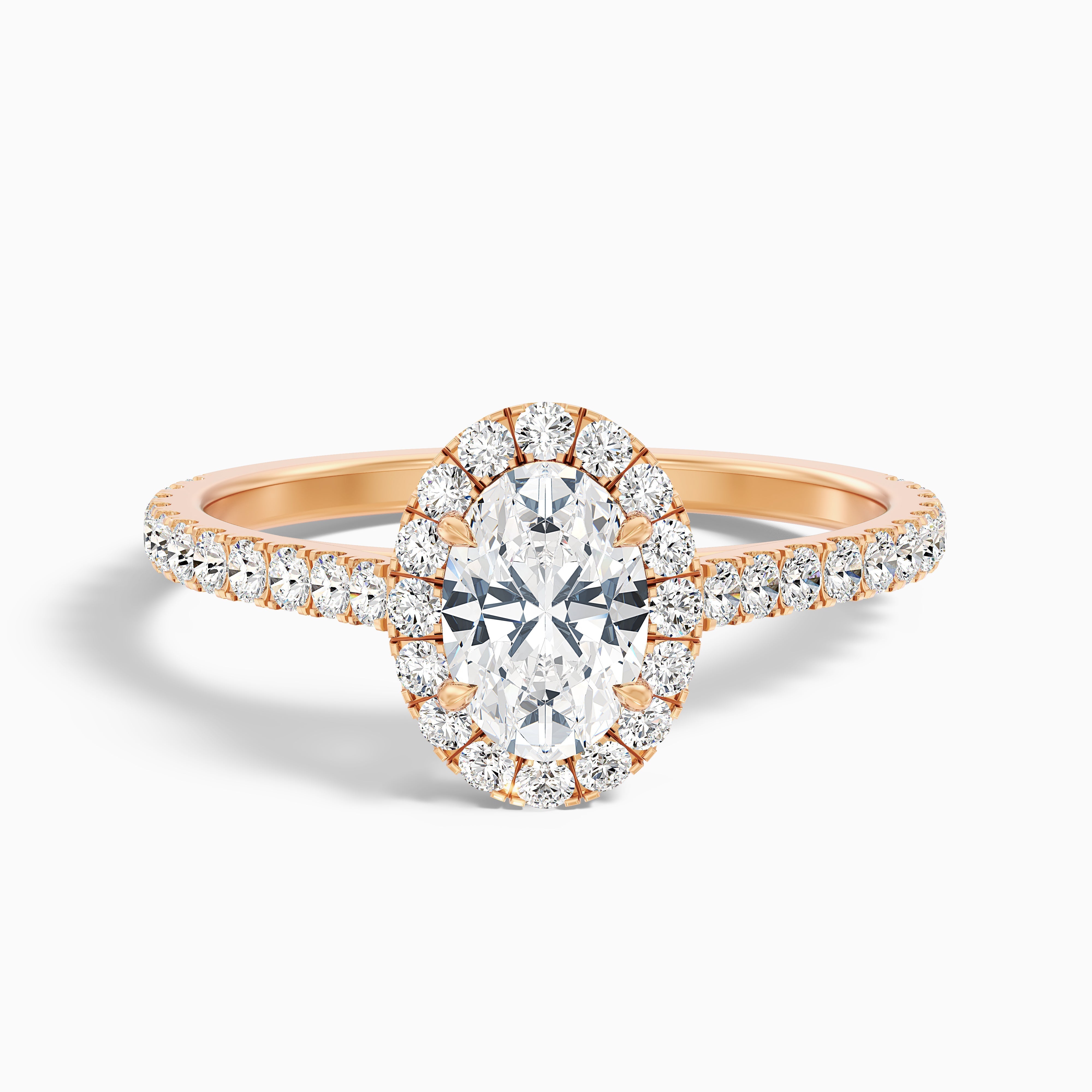 Adley 4.5 Carat Oval Halo Pave Moissanite Diamond Ring in 10k White Gold