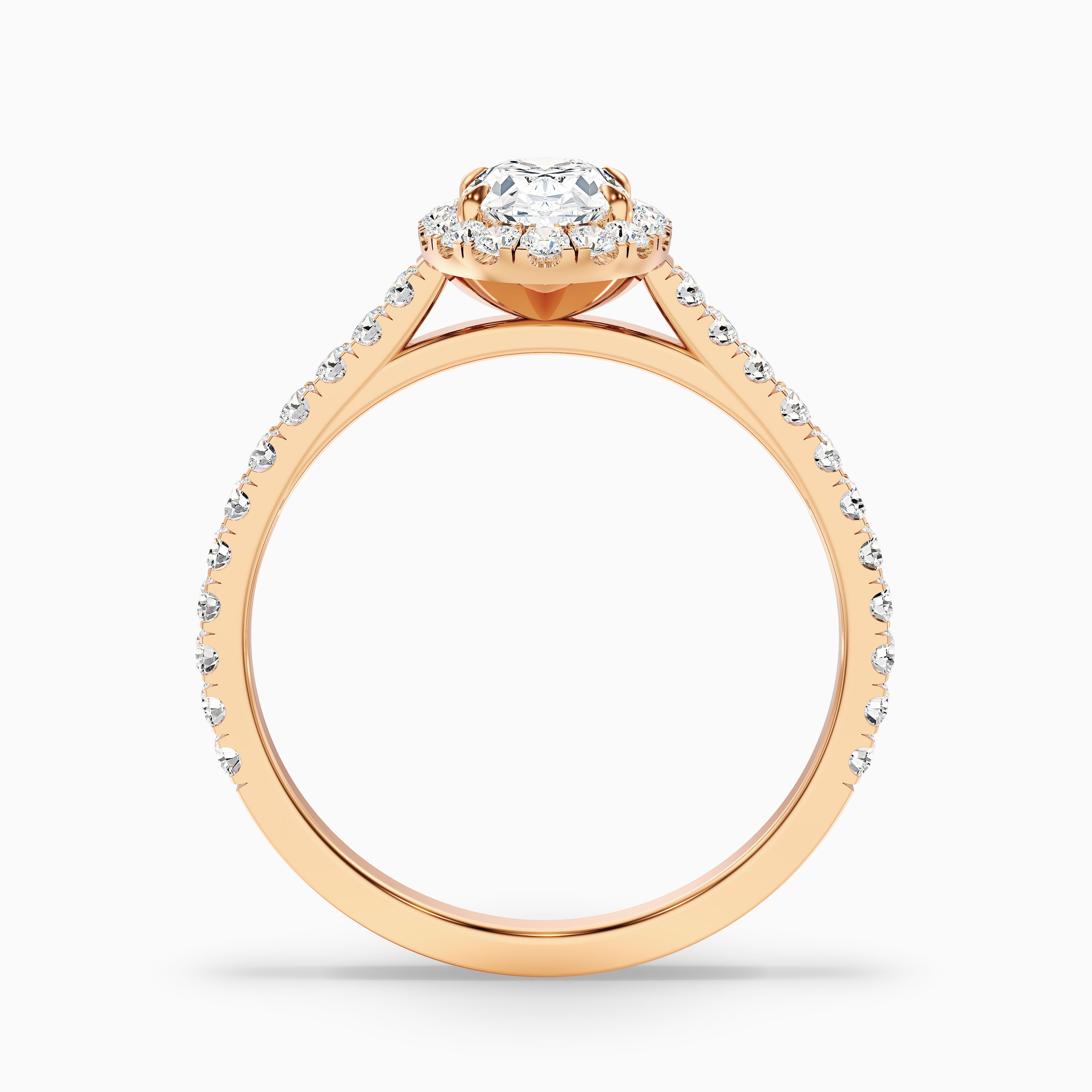 Adley 3.5 Carat Oval Halo Pave Moissanite Diamond Ring in 10k Rose Gold