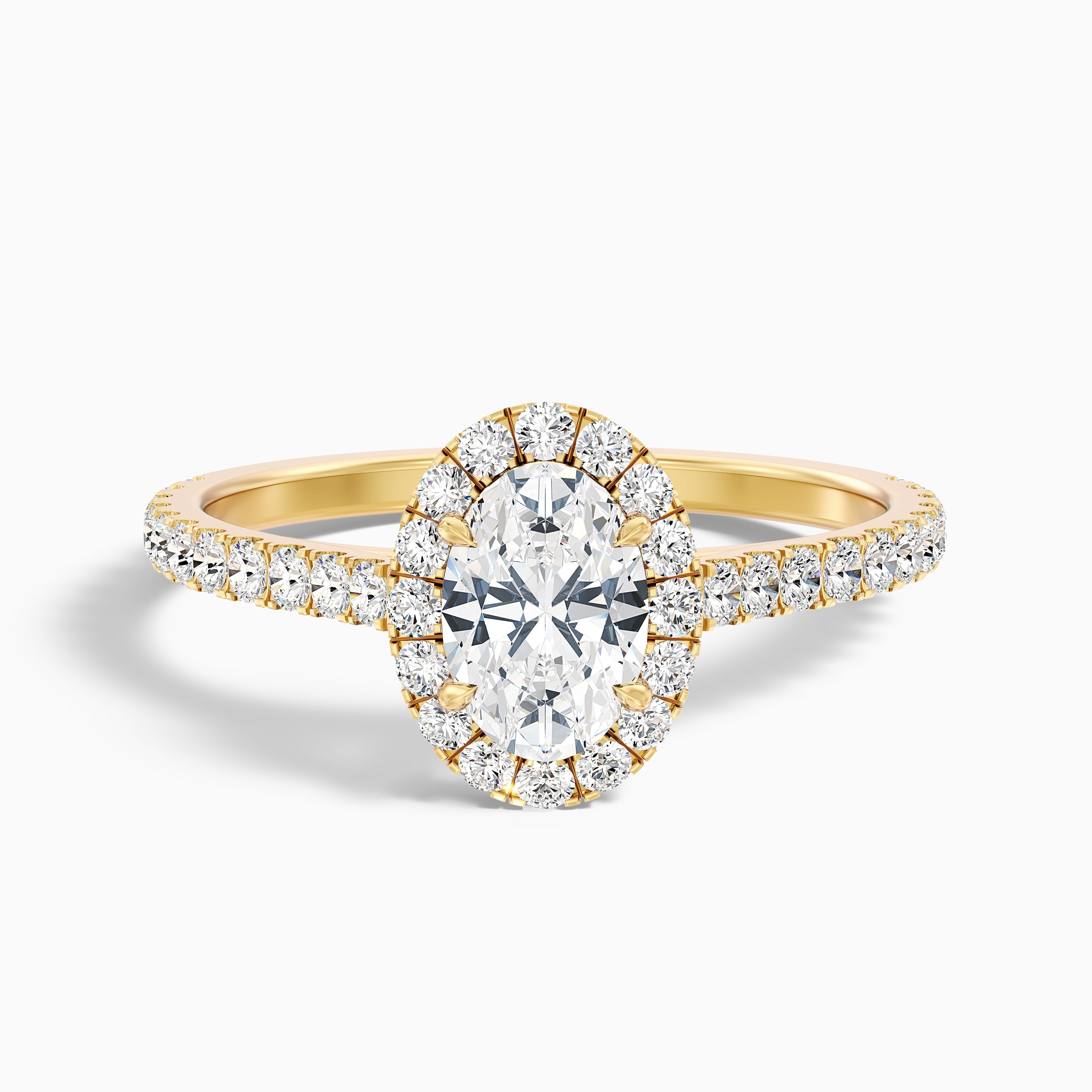 Adley 4 Carat Oval Halo Pave Moissanite Diamond Ring in 10k Rose Gold