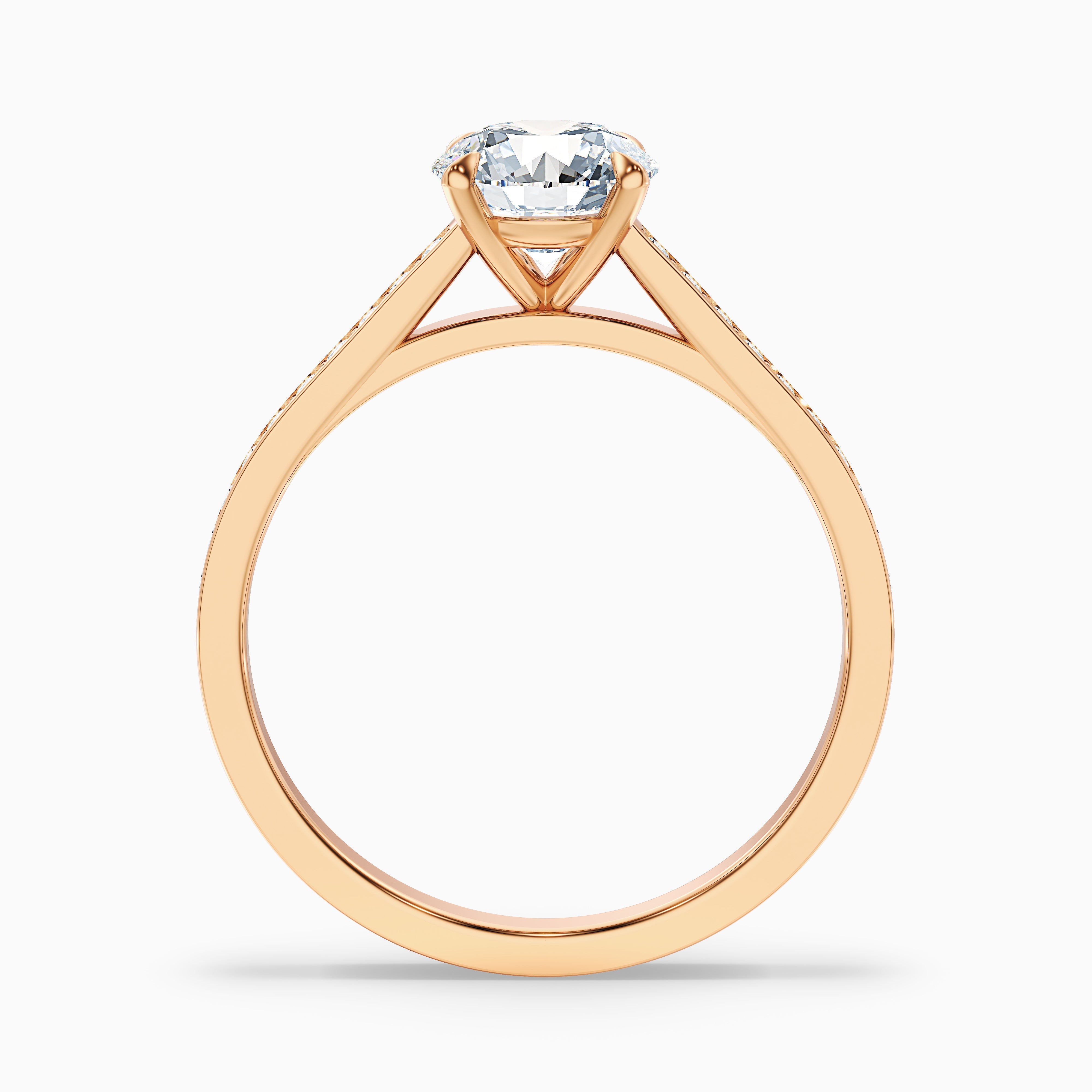 Lisa 3.5 Carat Round Cut Side Stone Pave Moissanite Diamond Ring in 14k Yellow Gold