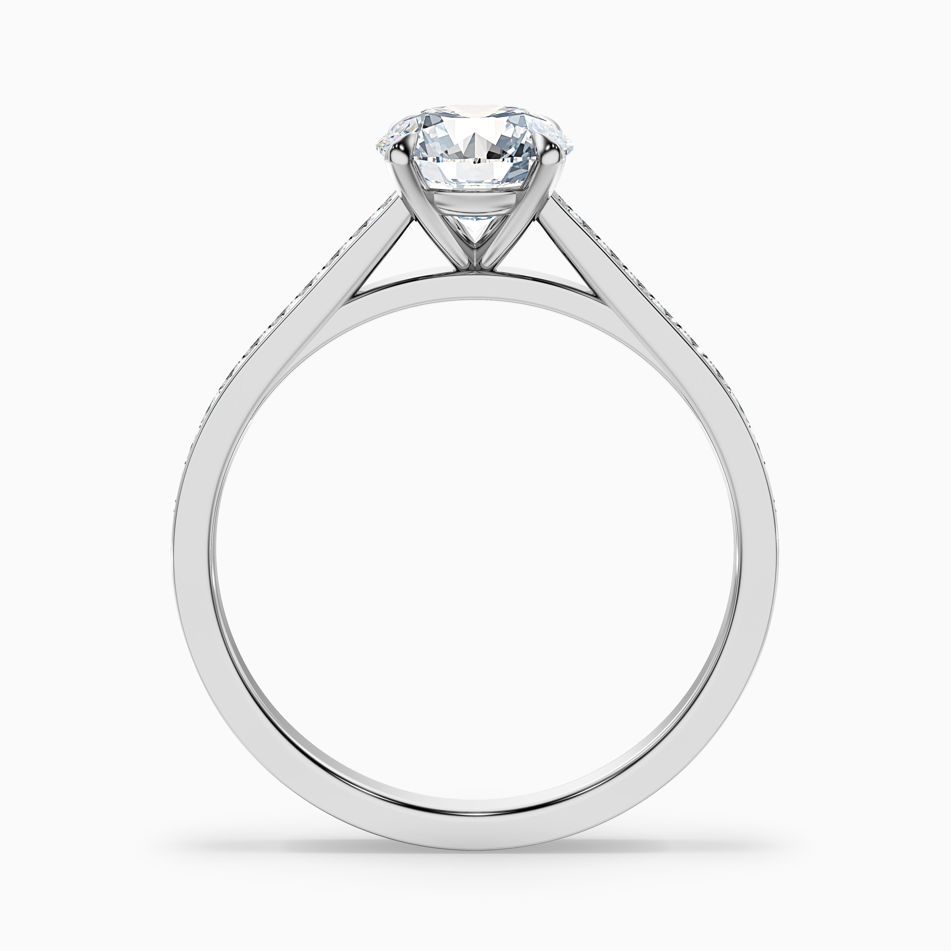 Lisa 4.5 Carat Round Cut Side Stone Pave Moissanite Diamond Ring in 14k Rose Gold