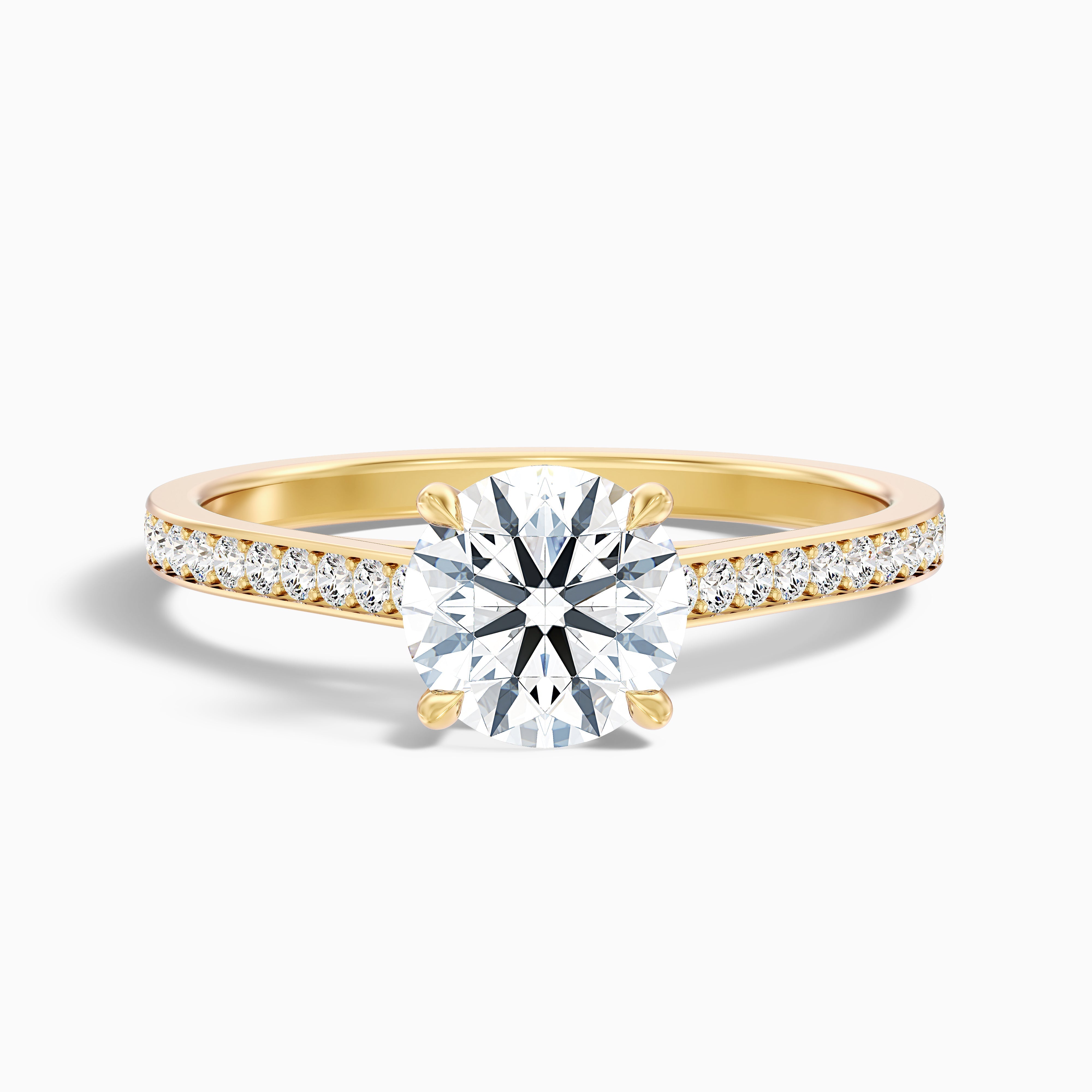 Nyra 1 Carat Round Cut Side Stone Pave Lab Grown Engagement Ring in 10k White Gold