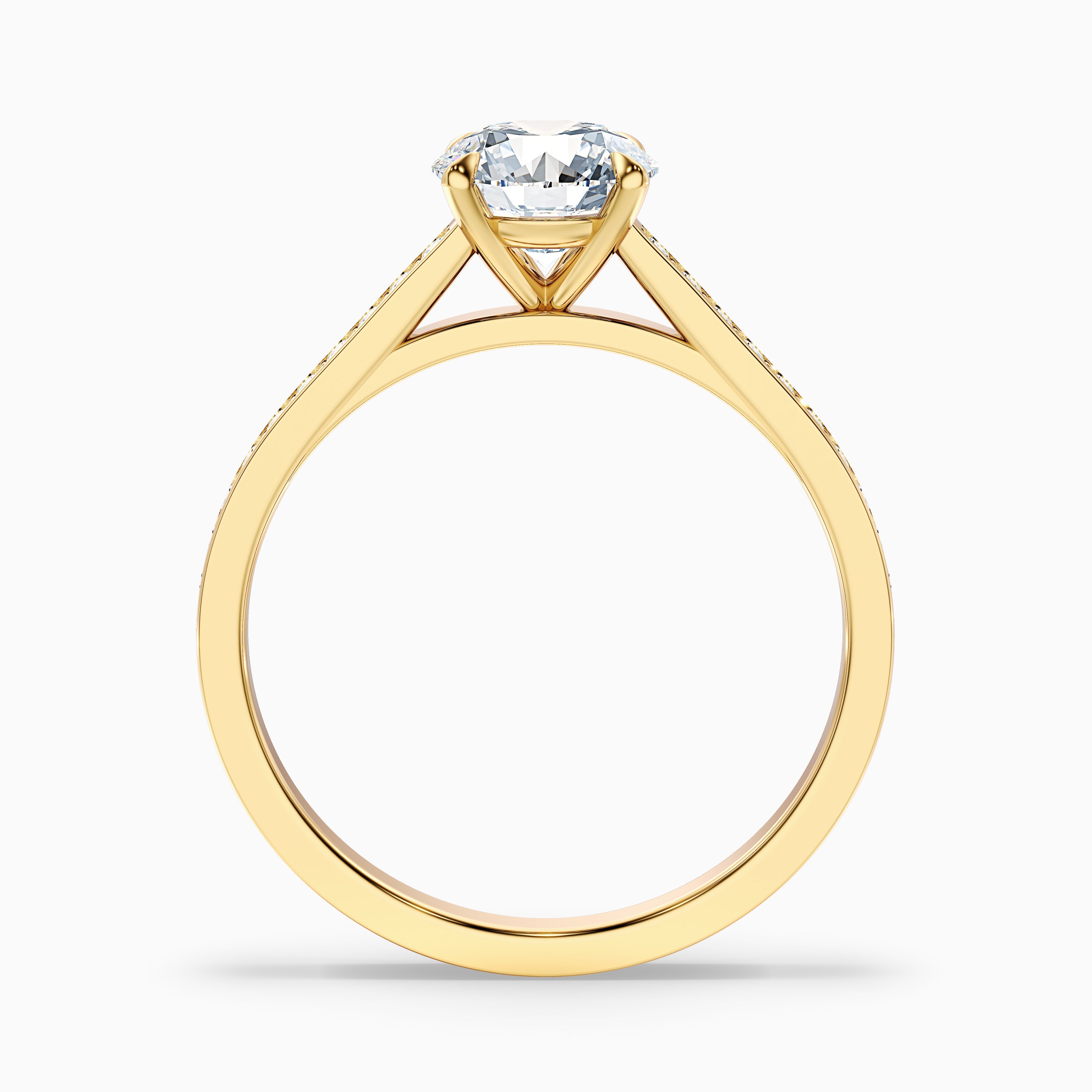 Nyra 2 Carat Round Cut Side Stone Pave Lab Grown Engagement Ring in 14k White Gold