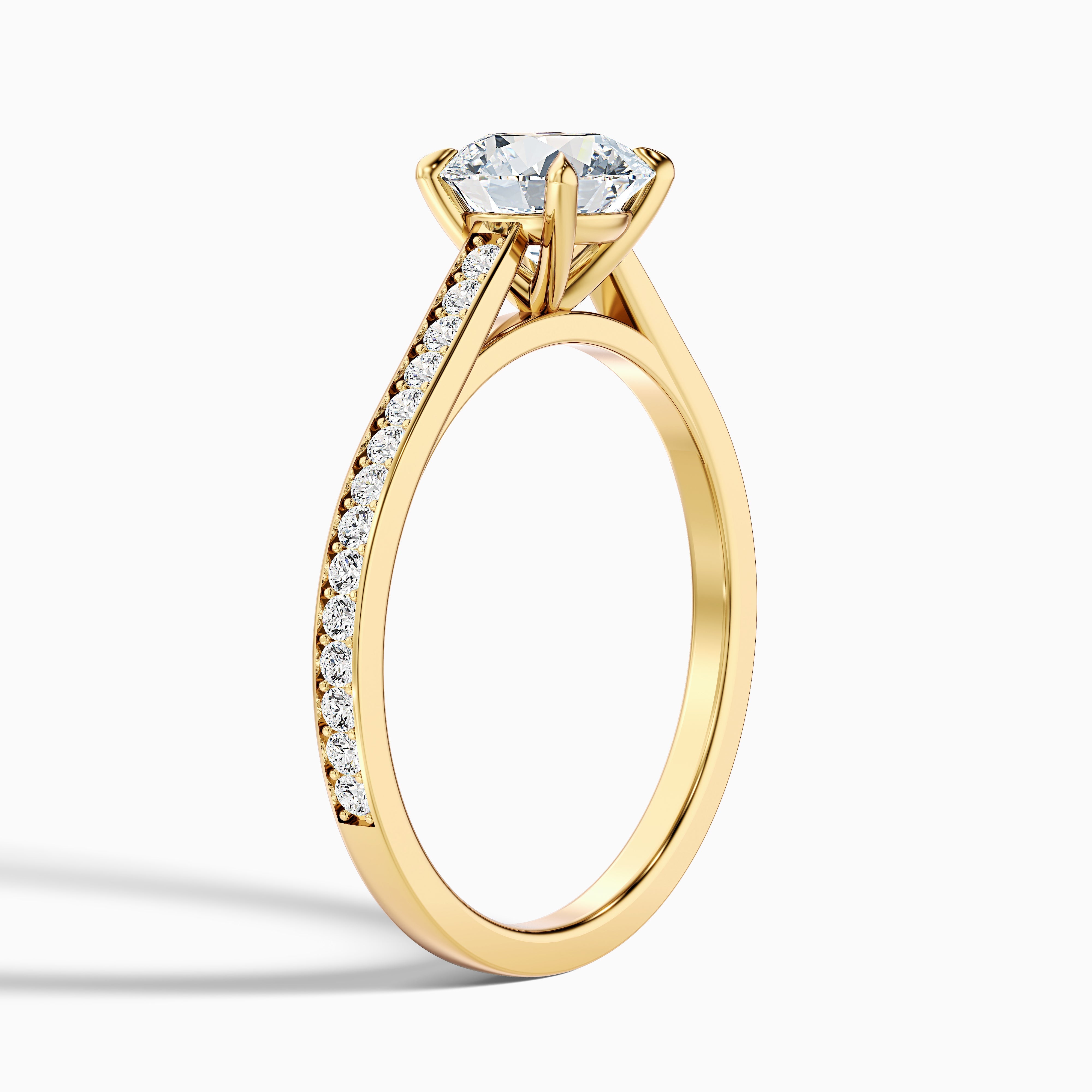 Lisa 1 Carat Round Cut Side Stone Pave Moissanite Diamond Ring in Platinum